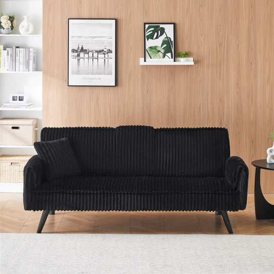 NEW Black Corduroy Fabric 2 Seat Loveseat Sofa Couch with 2 Cup Holders