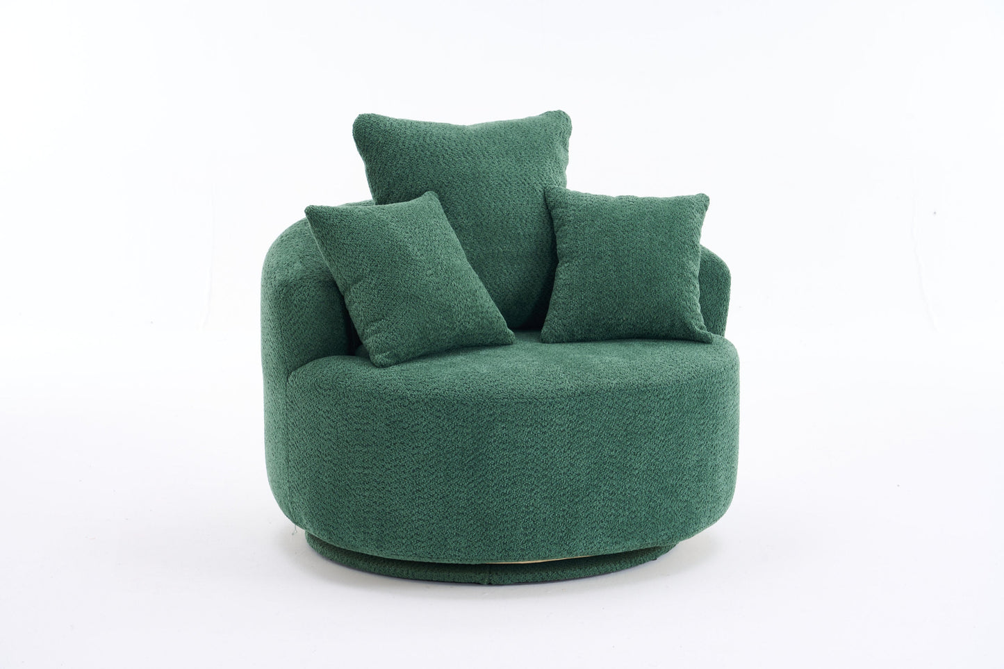 NEW 360° Green Swivel Accent Barrel Round Upholstered Sofa Chair with 3 Removable Pillows