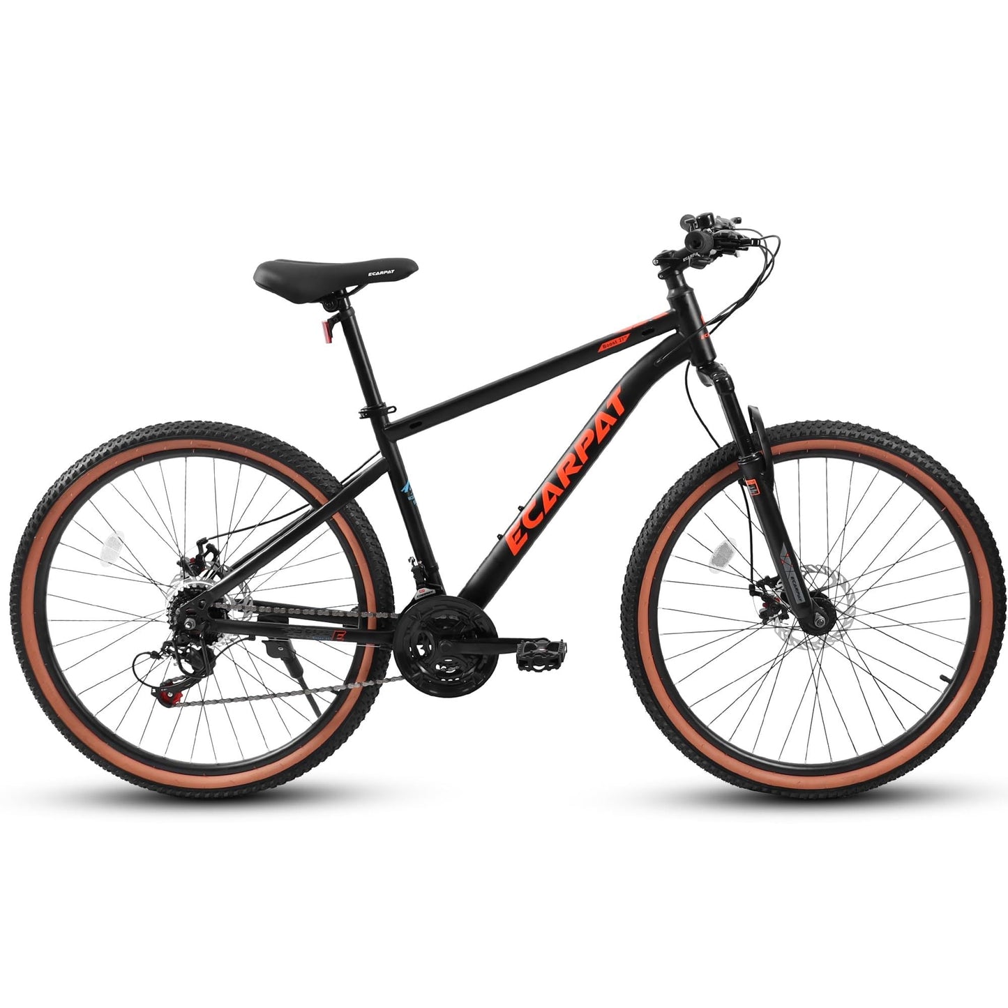 NEW A27301 27.5 Inch Mountain Bike for Adults, Durable High Carbon Steel Frame, Disc Brakes, Stylish Brown Edge Tires, Ideal for Commuting and Outdoor Exploration