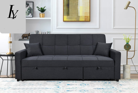 NEW 83' Oversized Upholstered 3 Seater Sofa Bed Sleeper w/ Pull Out Couch Bed & Adjustable Backrest