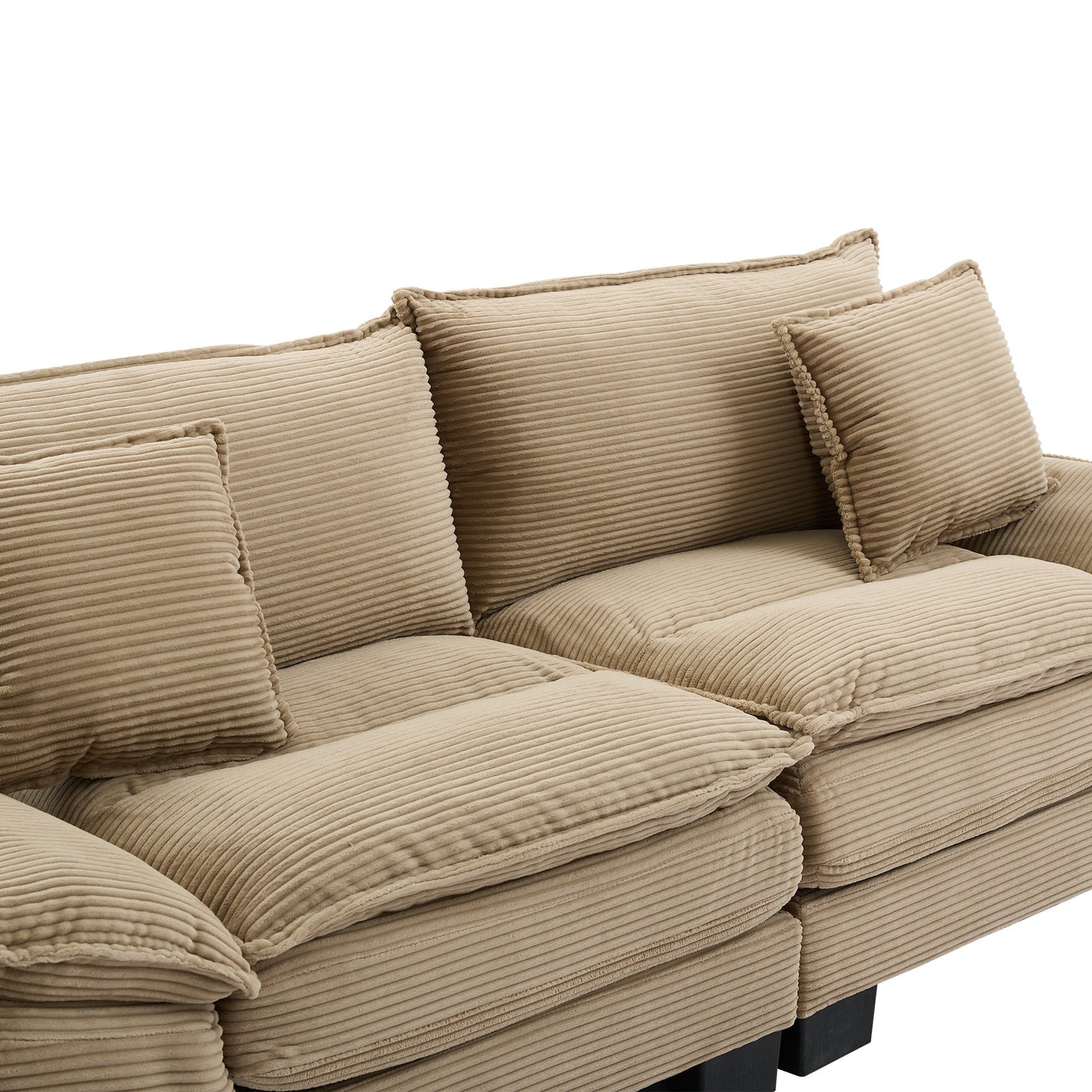NEW Khaki Corduroy Sofa Sleeper Couch Loveseat with Pillows Comfy Upholstered Deep Seating