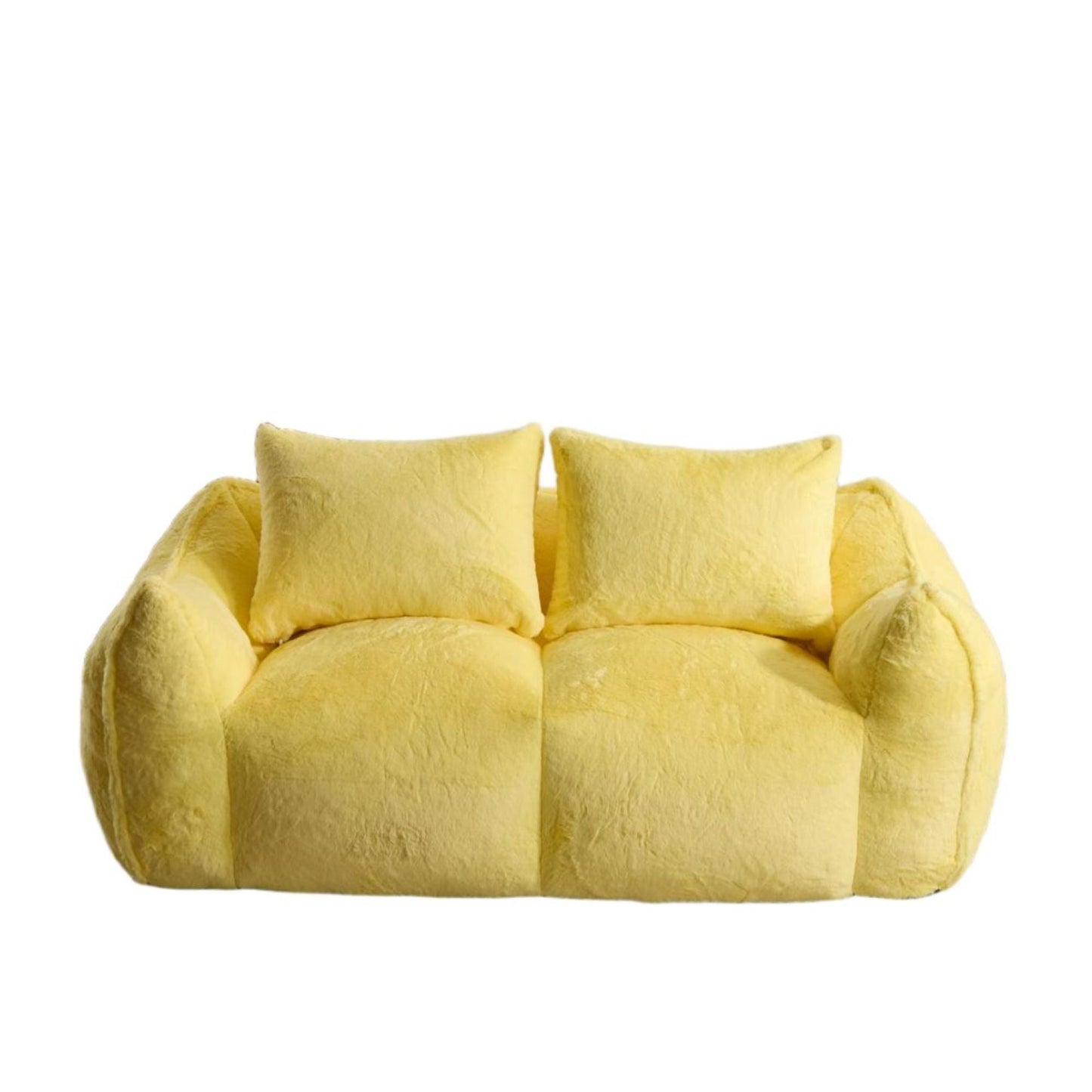NEW Yellow Giant Bean Bag Couch Ultra Soft Fluffy Loveseat Bean Bag Sofa