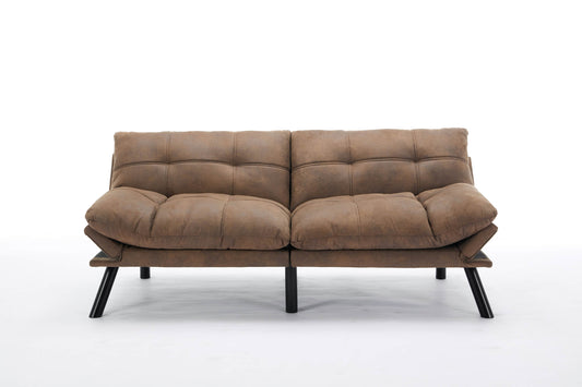 NEW Leatehr Feeling Brown Convertible Folding Modern sofa Bed
