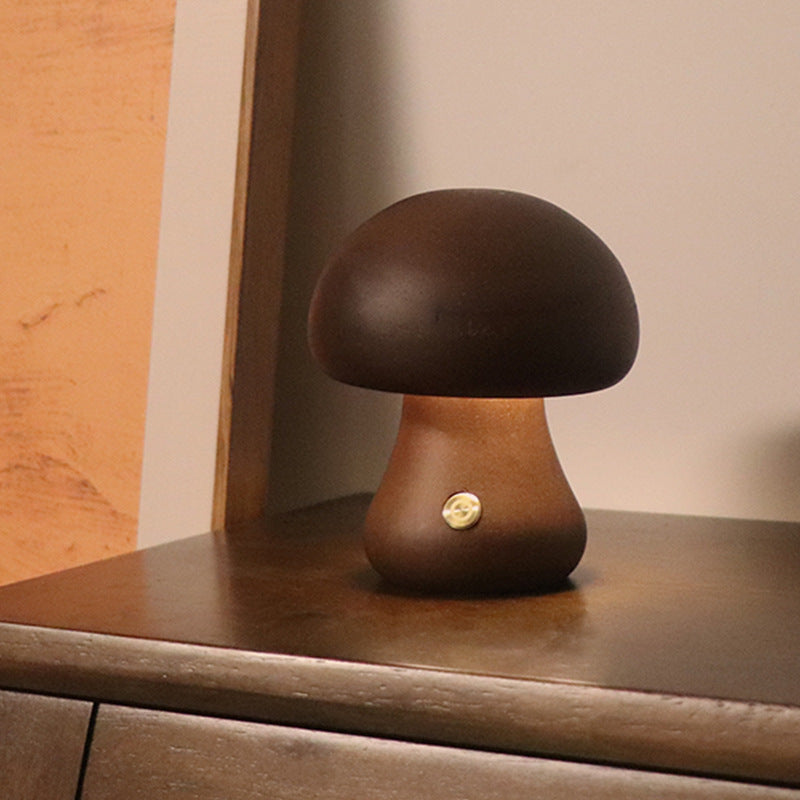 NEW INS Wooden Cute Mushroom LED Night Light With Touch Switch  Bedside Table Lamp For Bedroom Children's Room Sleeping Night Lamps Home Decor