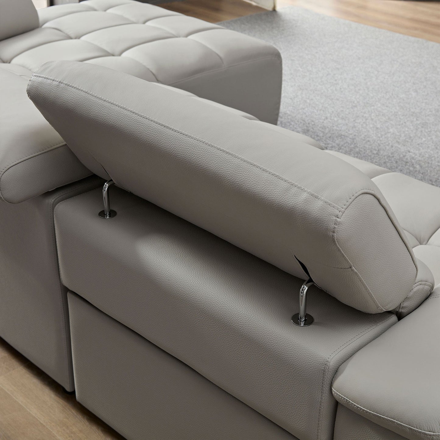 NEW Wall-Hugger Reclining Modern Electric Control Genuine Leather L Shaped Sofa Couch Lounge Seat Theater Seating with USB Port Headrest & Footrest