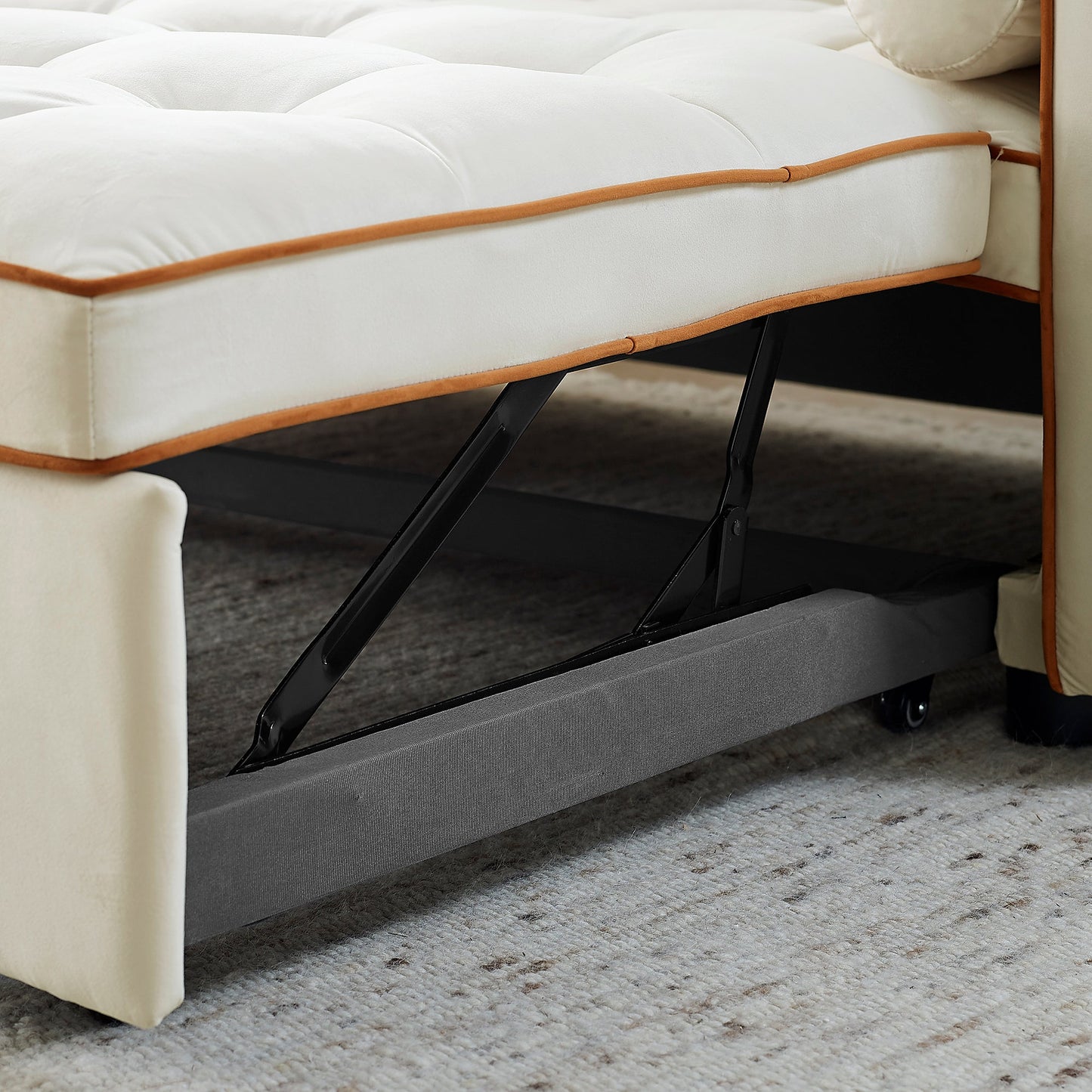 NEW Modern 55.5' Pull Out Sleep Sofa Bed 2 Seater Loveseats Couch with Side Pockets and Adjustable Backrest