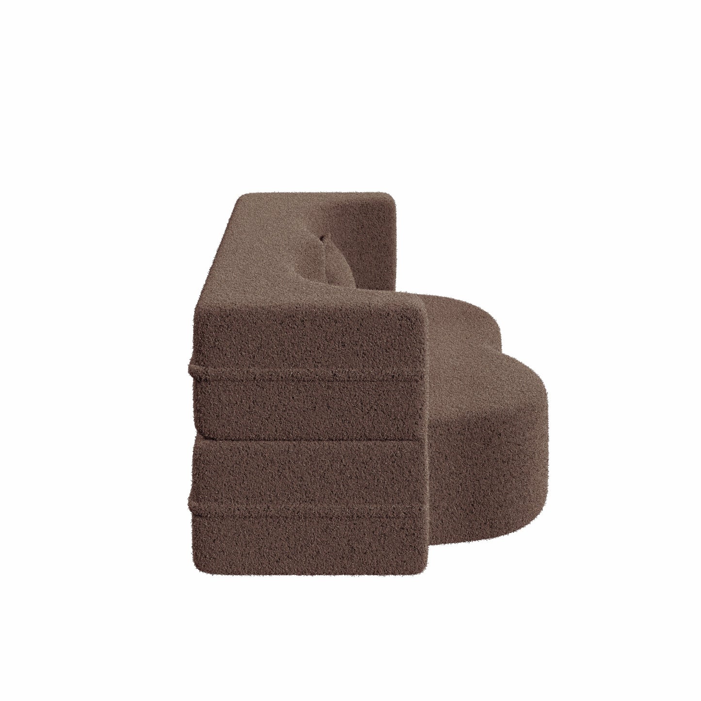 NEW Modern Brown Convertible Teddy Fabric Foam Filled Couch Sleeper Sofa Bed with Pillows and 15” Full Size Folding Mattress