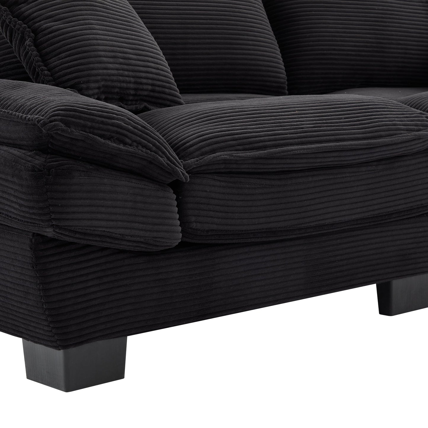 NEW Black Corduroy Sofa Sleeper Couch Loveseat Comfy Upholstered Deep Seat Sofa