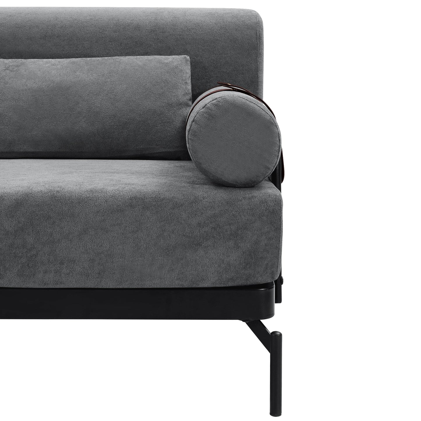 NEW Modern Grey Chenille 2 Seater Loveseat 59' Sofa Couch with USB Ports Unique Cylindrical Armrests