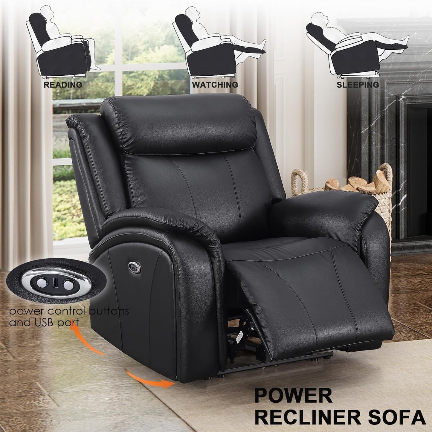 NEW Power Recliner Sofa Set 3 Piece With Storage Black