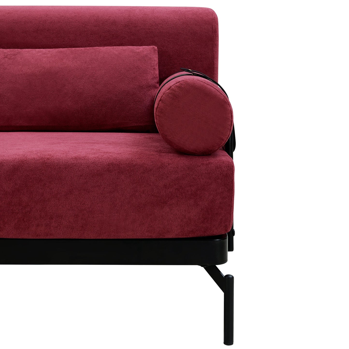 NEW Modern Red Chenille Loveseat 59' Sofa Couch 2-Seater with USB Ports Unique Cylindrical Armrests