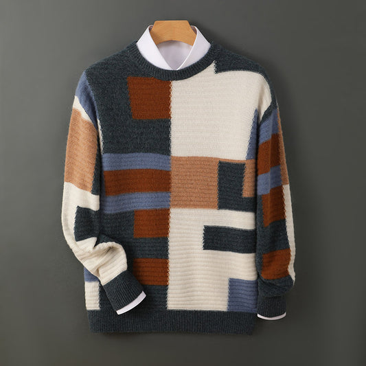 New Cashmere Sweater Men's Loose Round Neck Multicolor