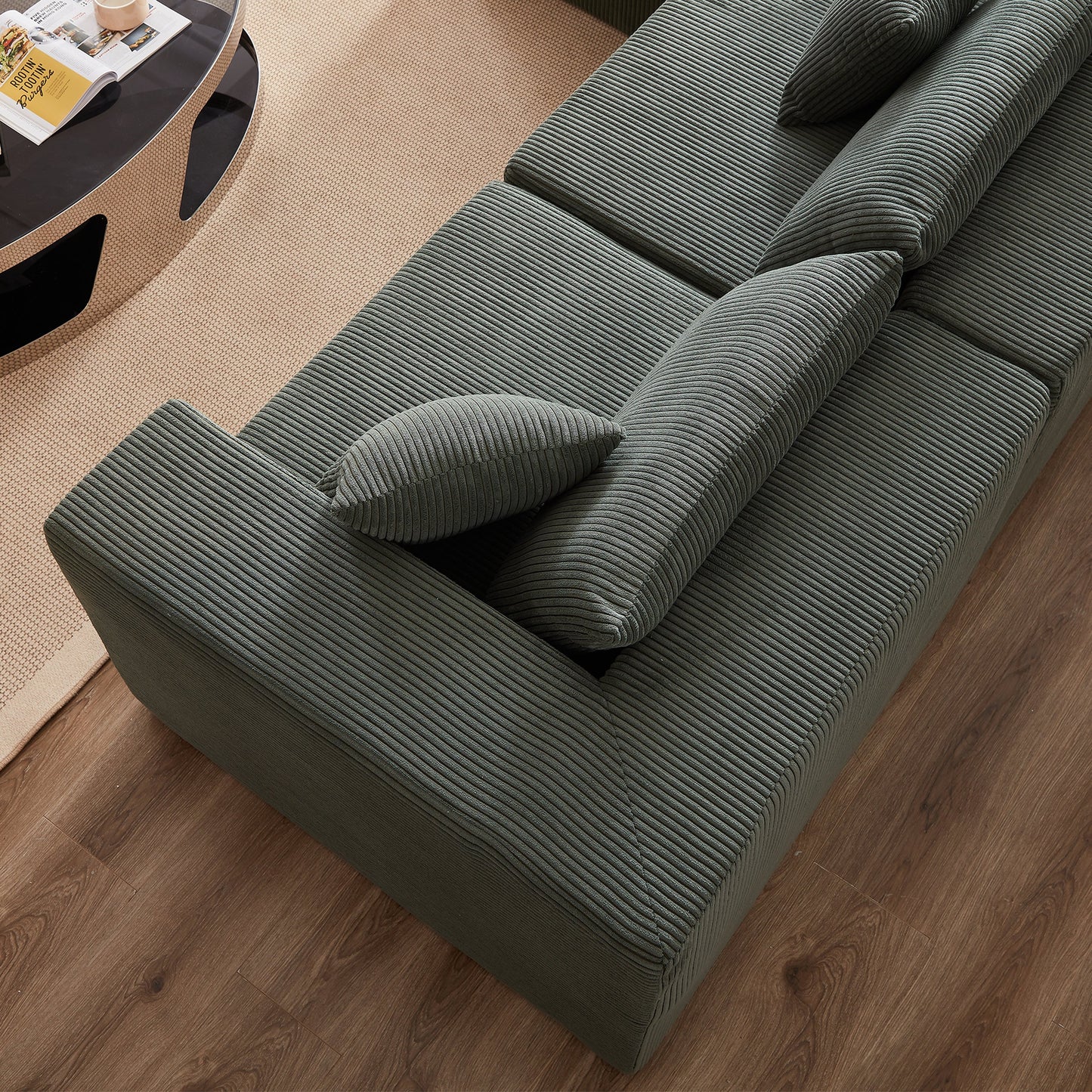 NEW 104-Inch Corduroy  Modular L Shaped Sectional Sofa,Luxury Floor Couch Set,Upholstered Indoor Furniture,Foam-Filled Compressed Sofa for Living Room,Bedroom,4 PC Free Combination