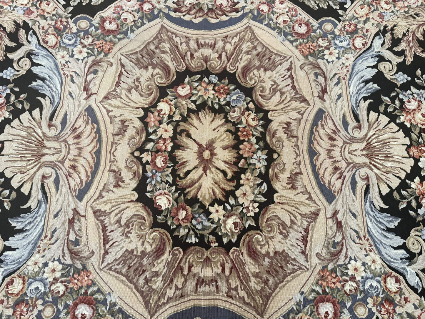 USED Wonderful Needlepoint Rug 10x14, Large Aubusson Carpet, Floral, Elegant, European Design