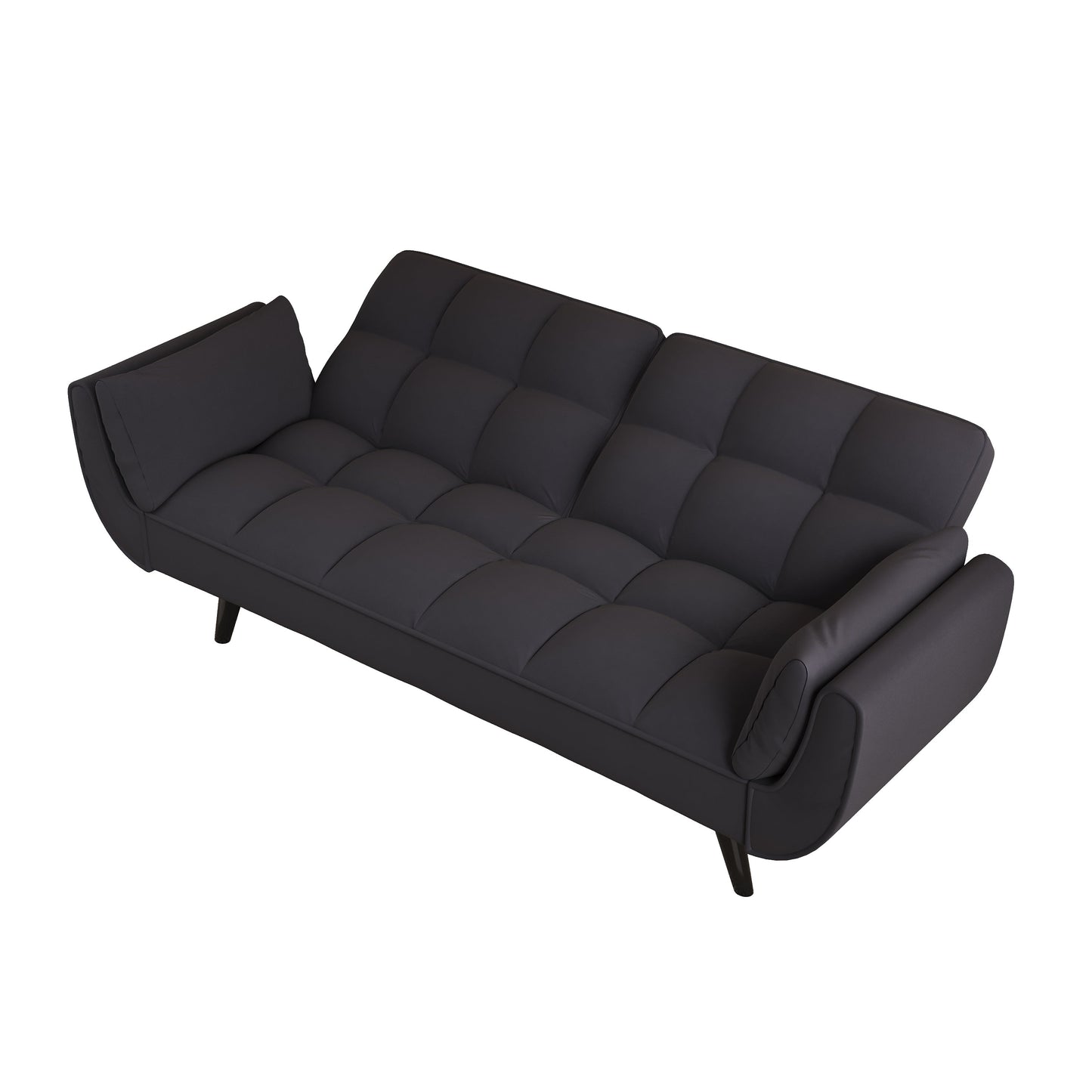 NEW 74 'Black Soft Sofa Couch with Throw Pillows