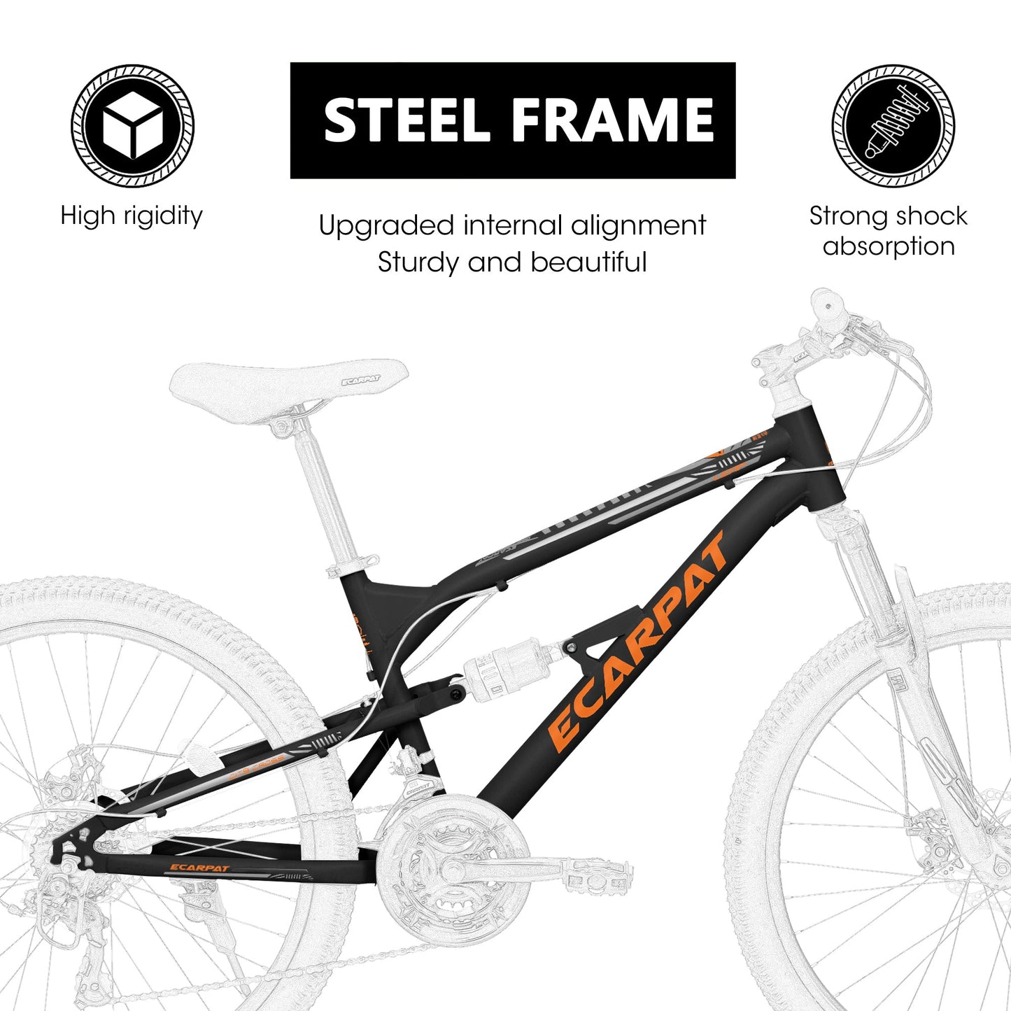 NEW A26207 26 Inch Steel Frame Shock Fork Plus Shock Absorber 21-speed Unisex Mountain Bike