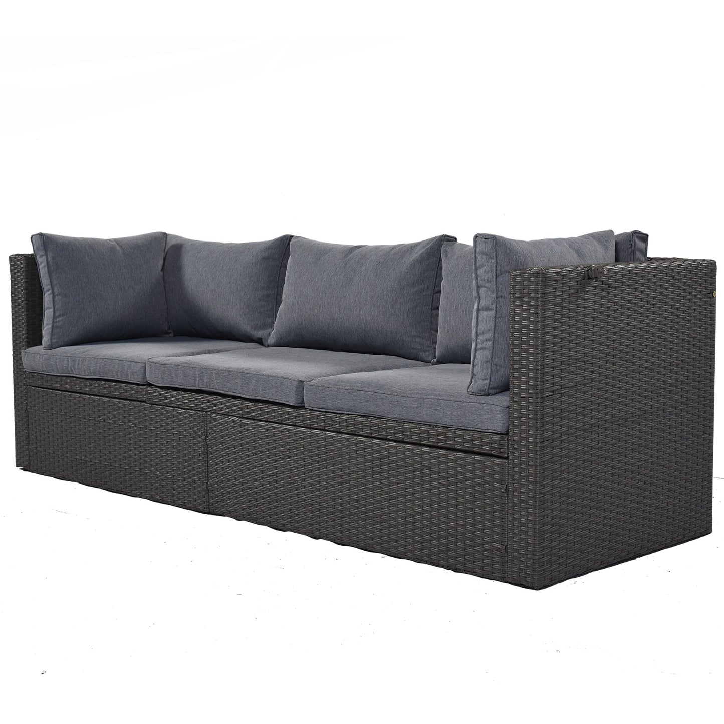 NEW U Style Rattan Wicker Sectional Sofa Seating Outdoor Patio Rectangle Daybed With Canopy