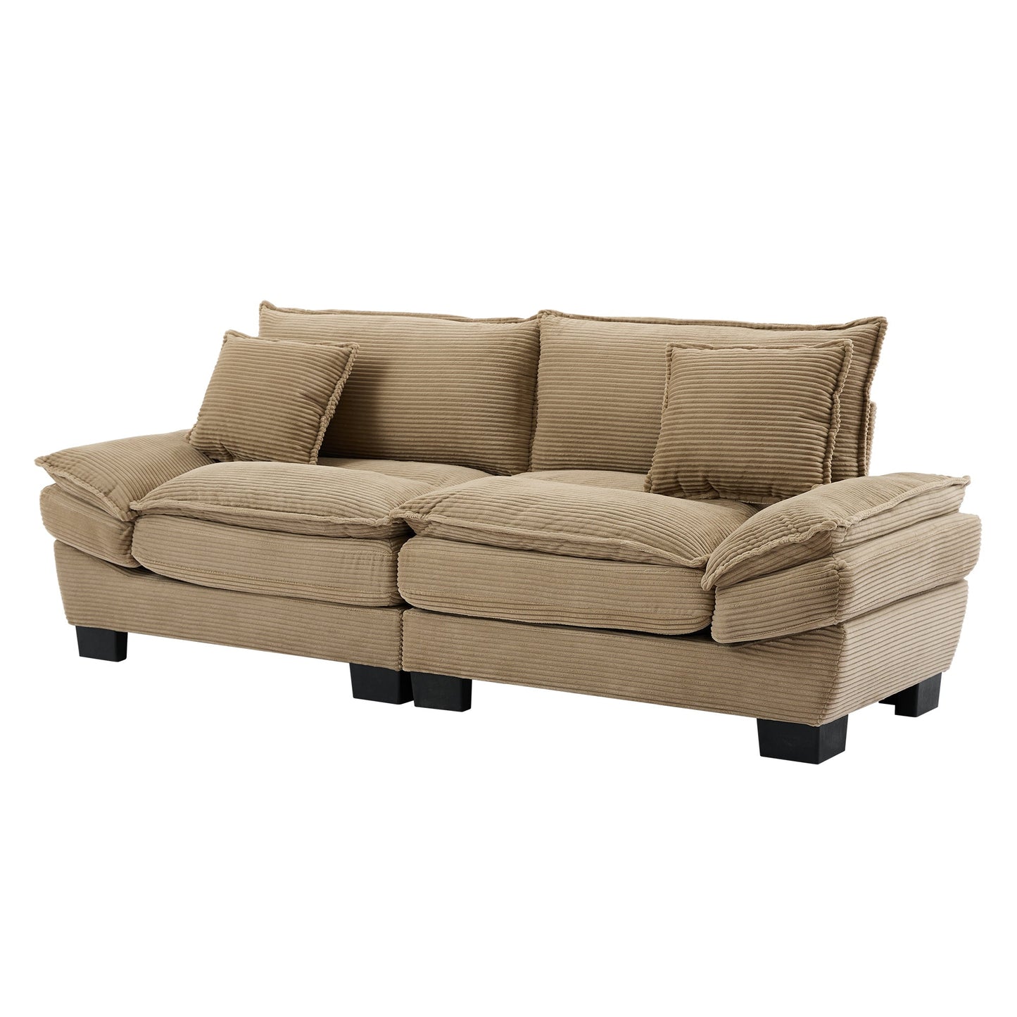 NEW Khaki Corduroy Sofa Sleeper Couch Loveseat with Pillows Comfy Upholstered Deep Seating
