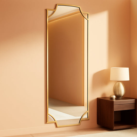 NEW Gold Beveled Full Length Mirror 60x30 Inches Wall Mounted