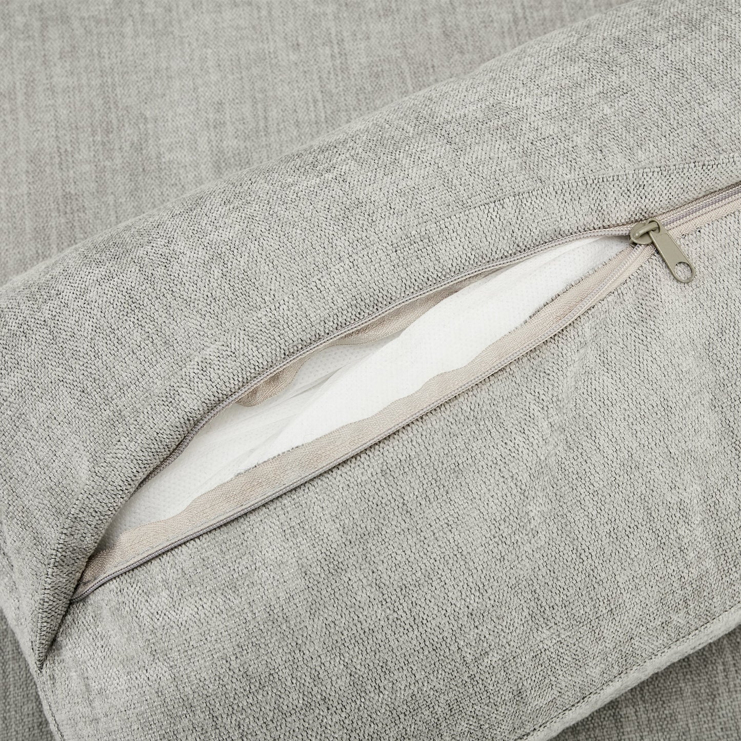 NEW Light Grey Chenille Cozy Upholstered Oversized Comfy Cloud Double Cushion Single Armchair Sofa