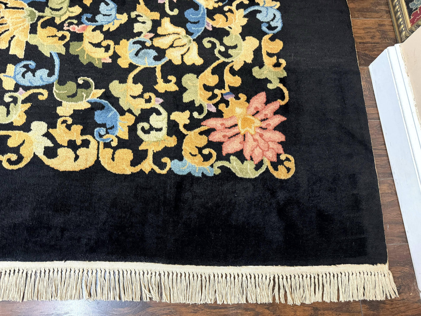 USED Antique Chinese Peking Rug 12.6 x 14.9, Palace Size Asian Oriental Carpet, Art Deco Rug, Rare