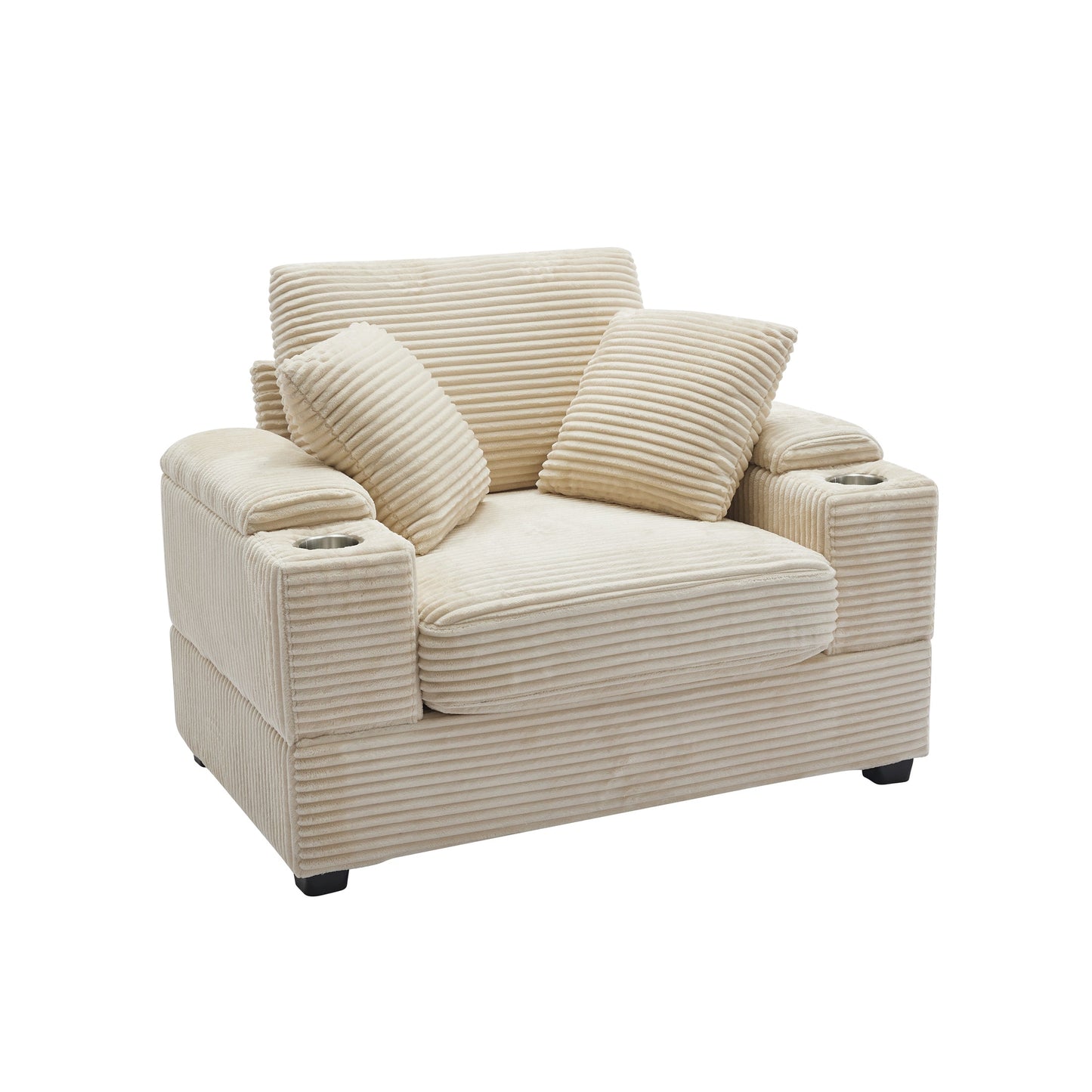 NEW Corduroy Beige Upholstered Chaise Lounge Sofa