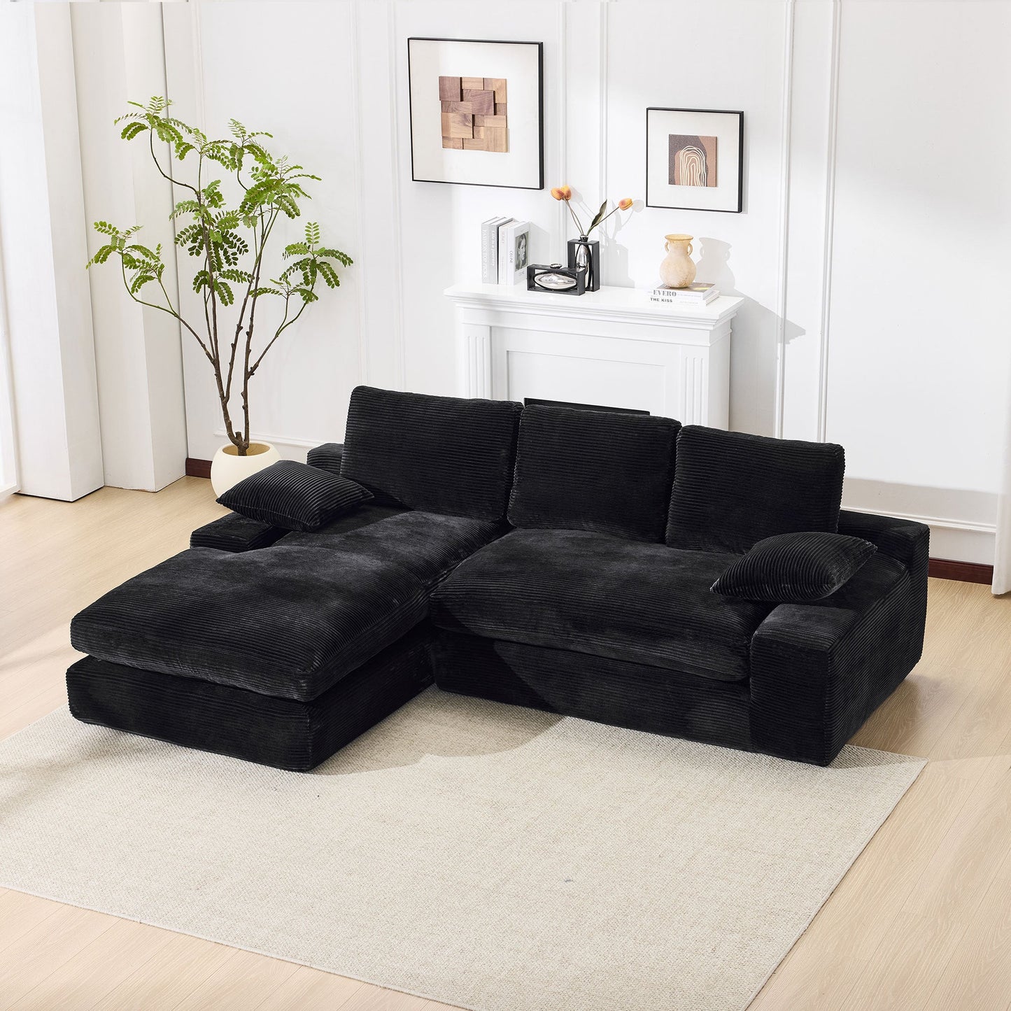 NEW 99*69' Modular Sectional Living Room Sofa Set, Modern Minimalist Style Couch, Upholstered Sleeper Sofa for Living Room, Bedroom, 2 PC Free Combination, Installation-free Sofa, L-Shape, Black