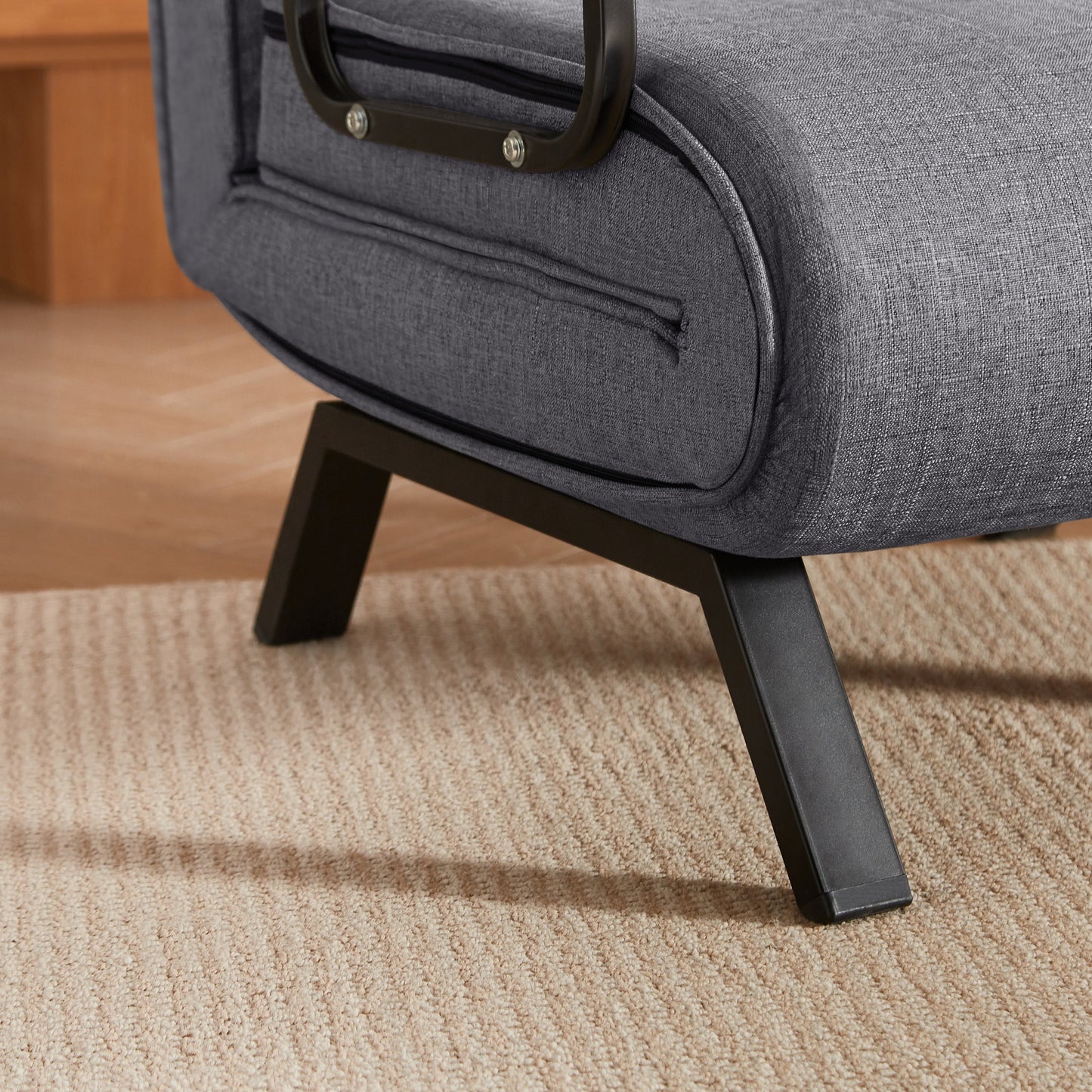 NEW Light Grey Linen Convertible Folding Chair Bed with Adjustable Backrest and Pillow