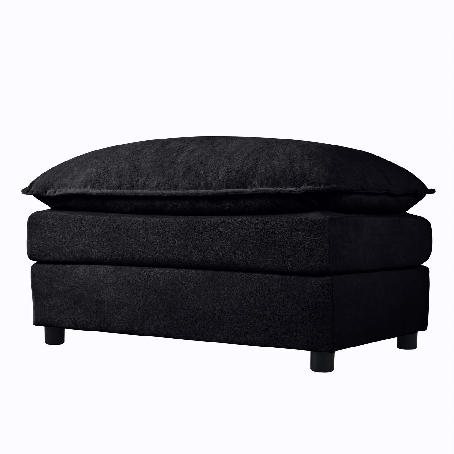 NEW Modern Chenille Deep Seat Sectional Sofa Cloud Couch with Ottoman, Comfy Love Seat Upholstered Modular L Shaped Couch, Black