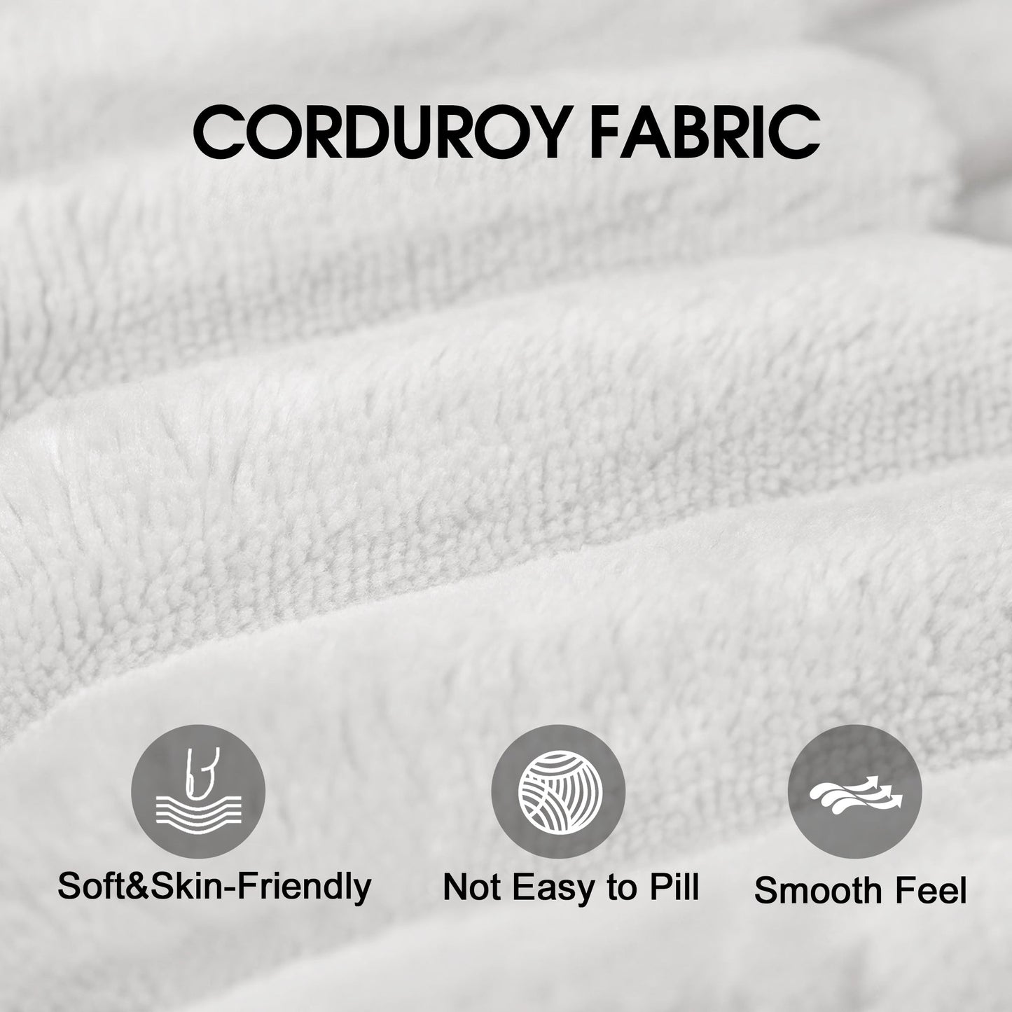 NEW 39.8' White Cloud Corduroy Fabric Deep Seat Couch Removable Cushion Sofa
