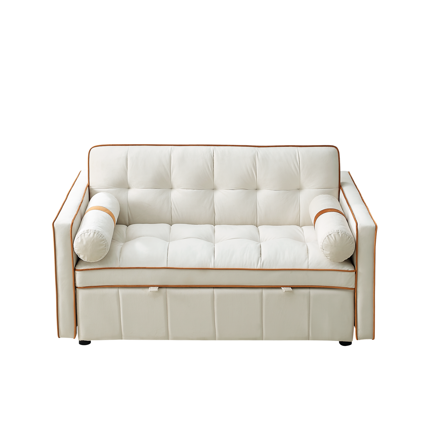 NEW Modern 55.5' Pull Out Sleep Sofa Bed 2 Seater Loveseats Couch with Side Pockets and Adjustable Backrest