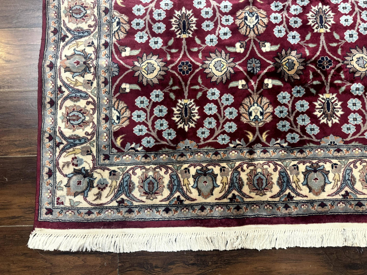USED Pak Persian Rug 4x6, Floral Allover, Vintage Wool Carpet, Plum and Ivory