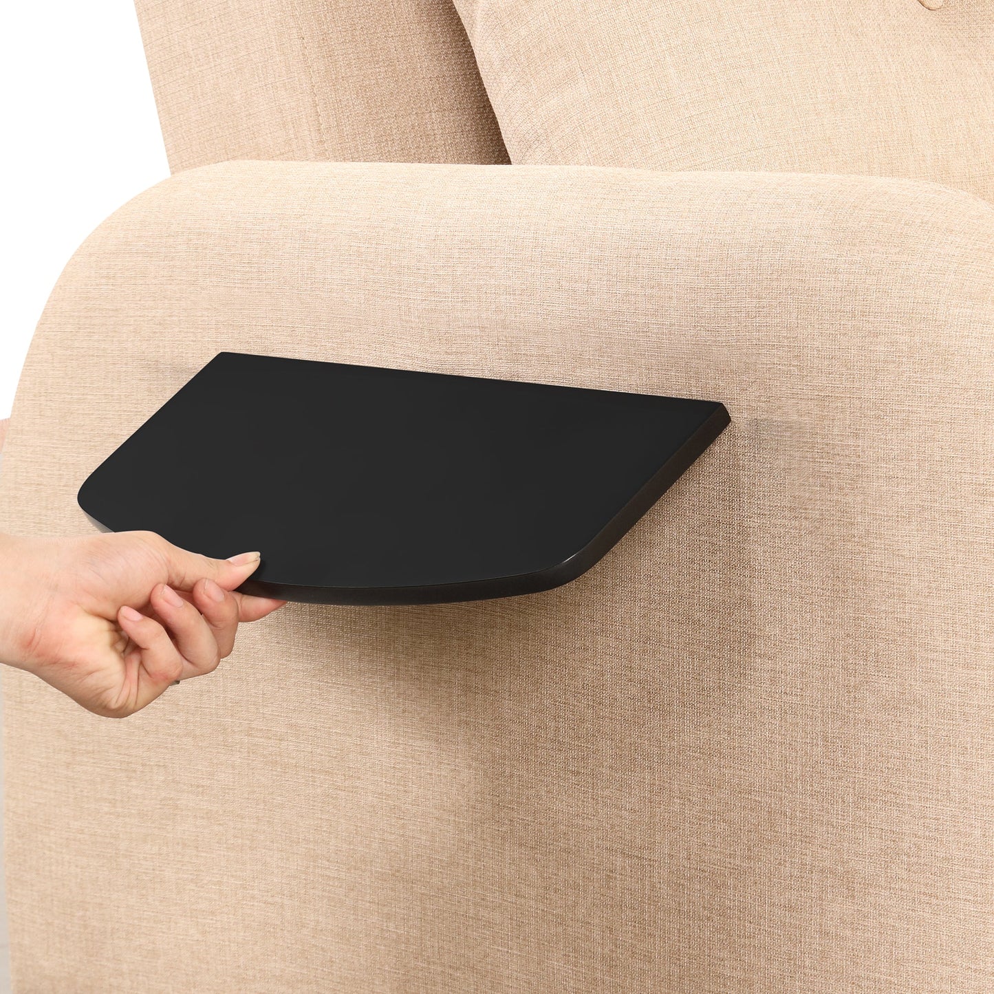 NEW Versatile Pull Out Sofa Sleeper 3 in 1 with Wing Table & USB Charge, Beige Linen, Compact Design