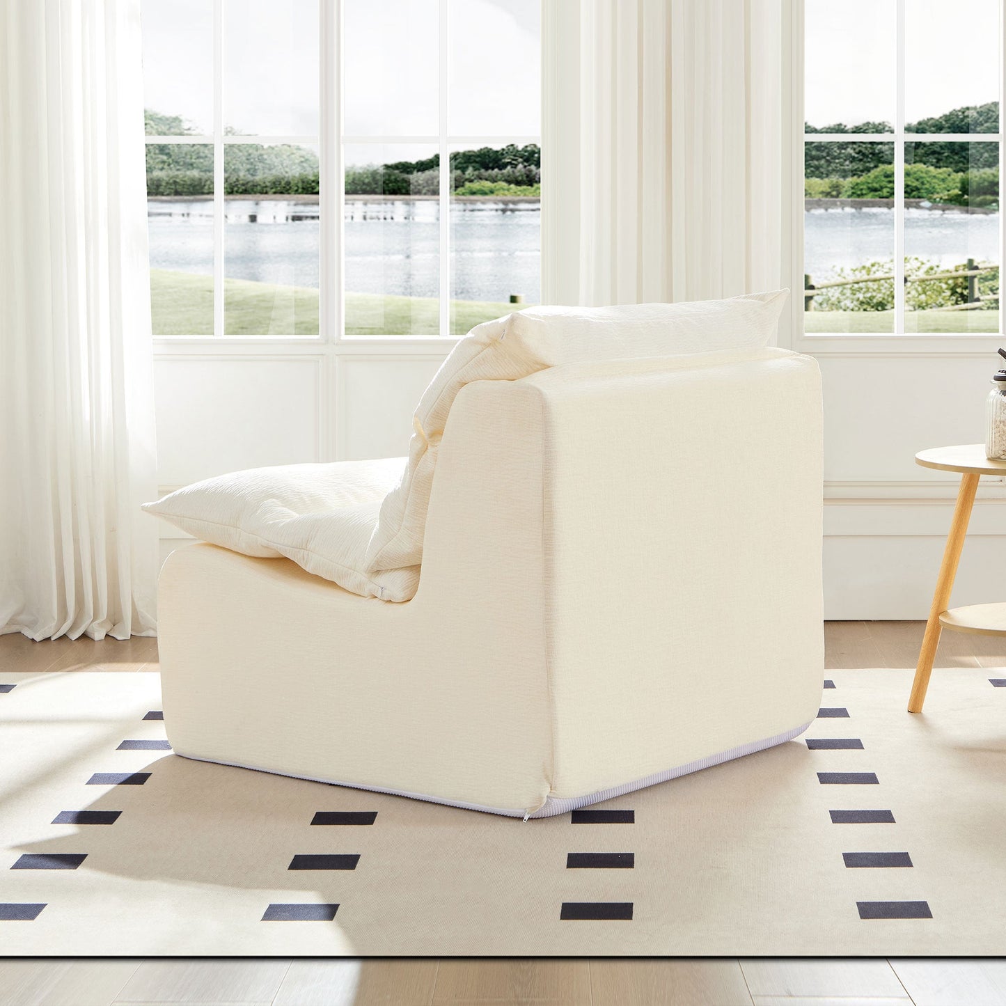 NEW Single Chair Sofa Lounge Chair With Backrest Fully Compressed Sofa Suitable For Living Room, Bedroom, Polyester,ORANGE, WHITE