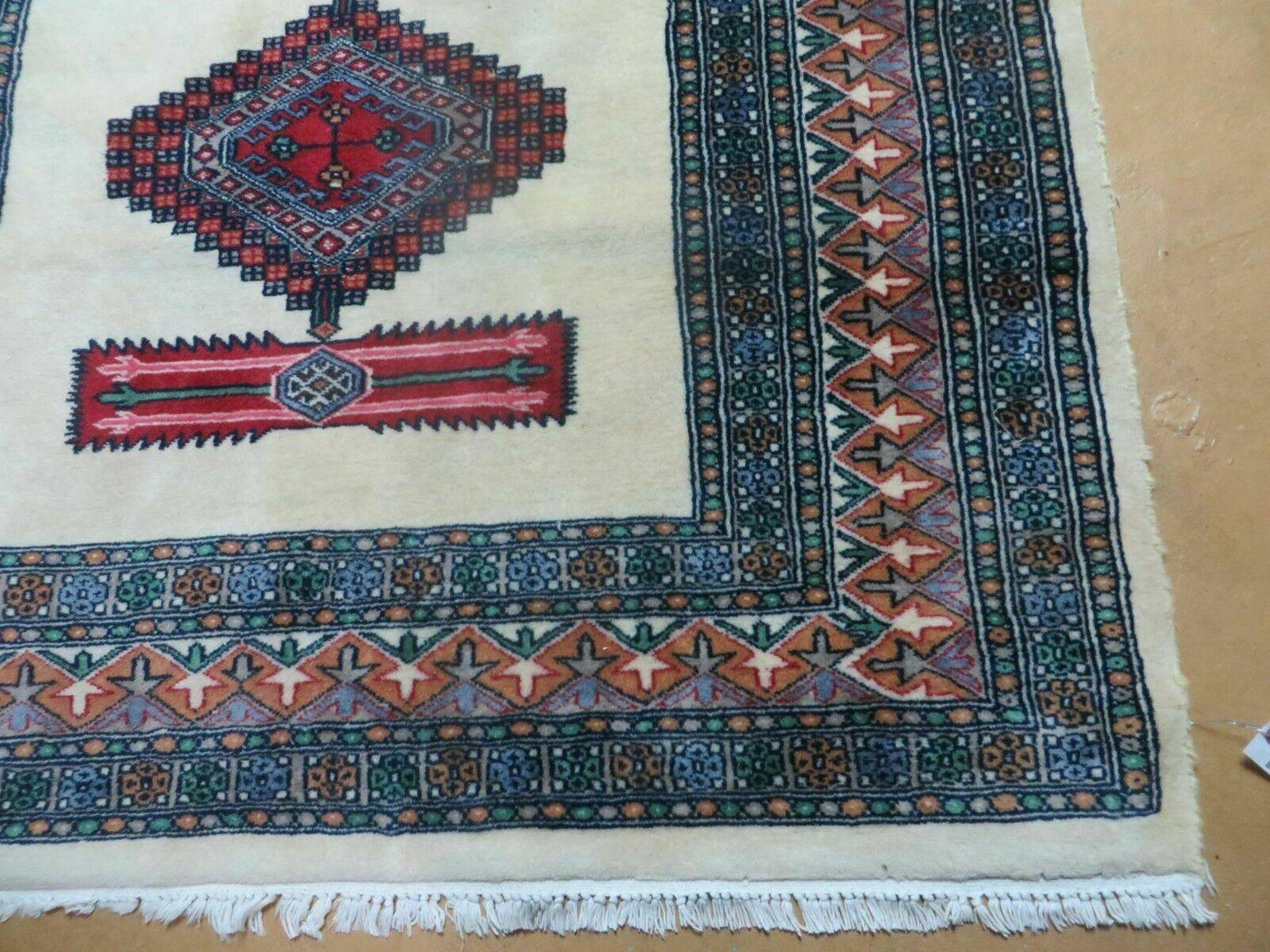 USED 4' X 6' Vintage Handmade Bokhara Turkoman Pakistan Wool Rug Carpet Nice