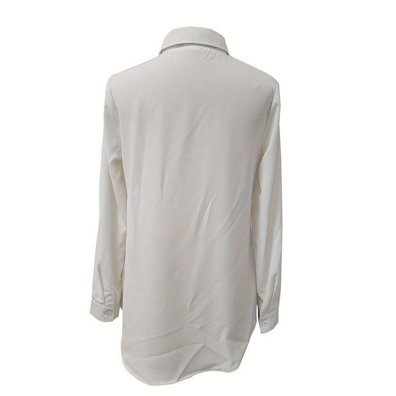 New Plus Size Women's Casual Solid Color Lapel Long Sleeve Shirt Spring Autumn Comfort Full Button Office Blouse