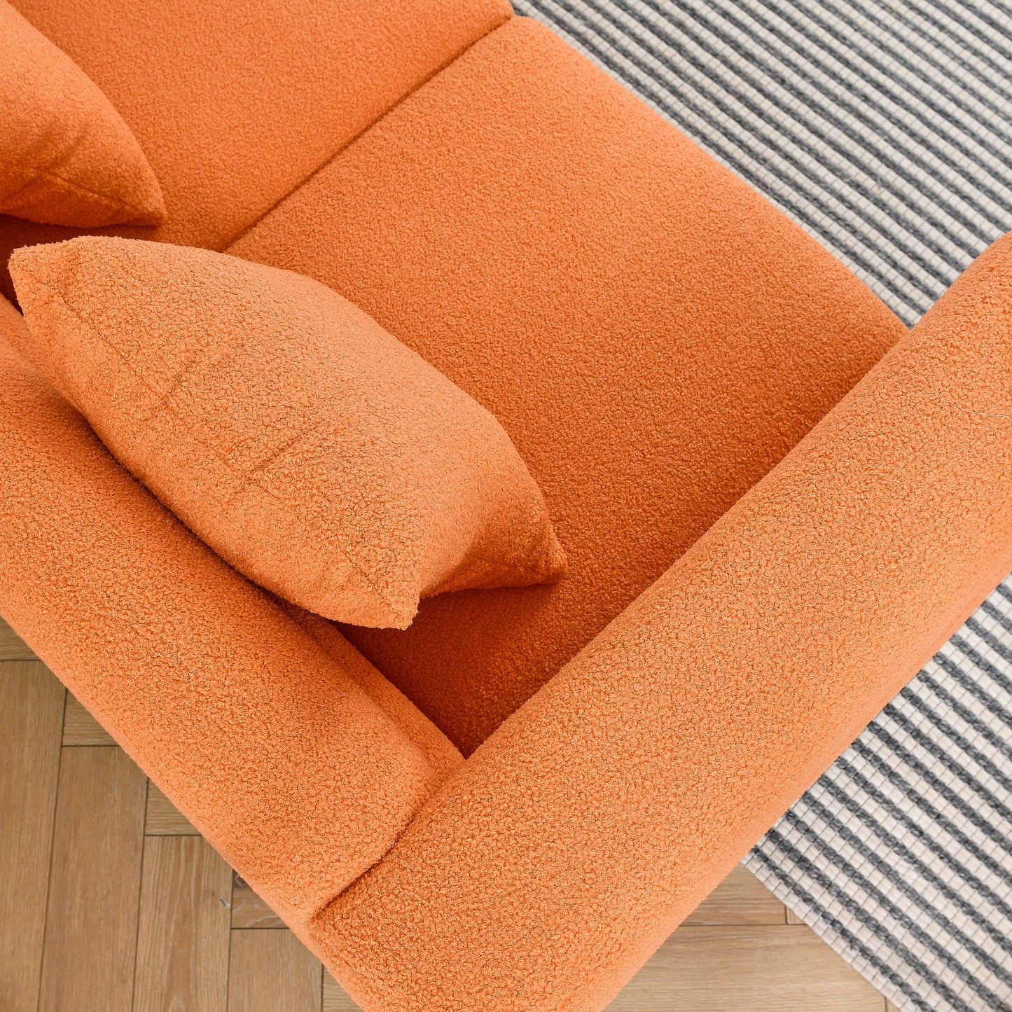 NEW 81 Inch Oversized Orange 3 Seater Fabric Sectional Deep Seating Sofa with 3 Pillows