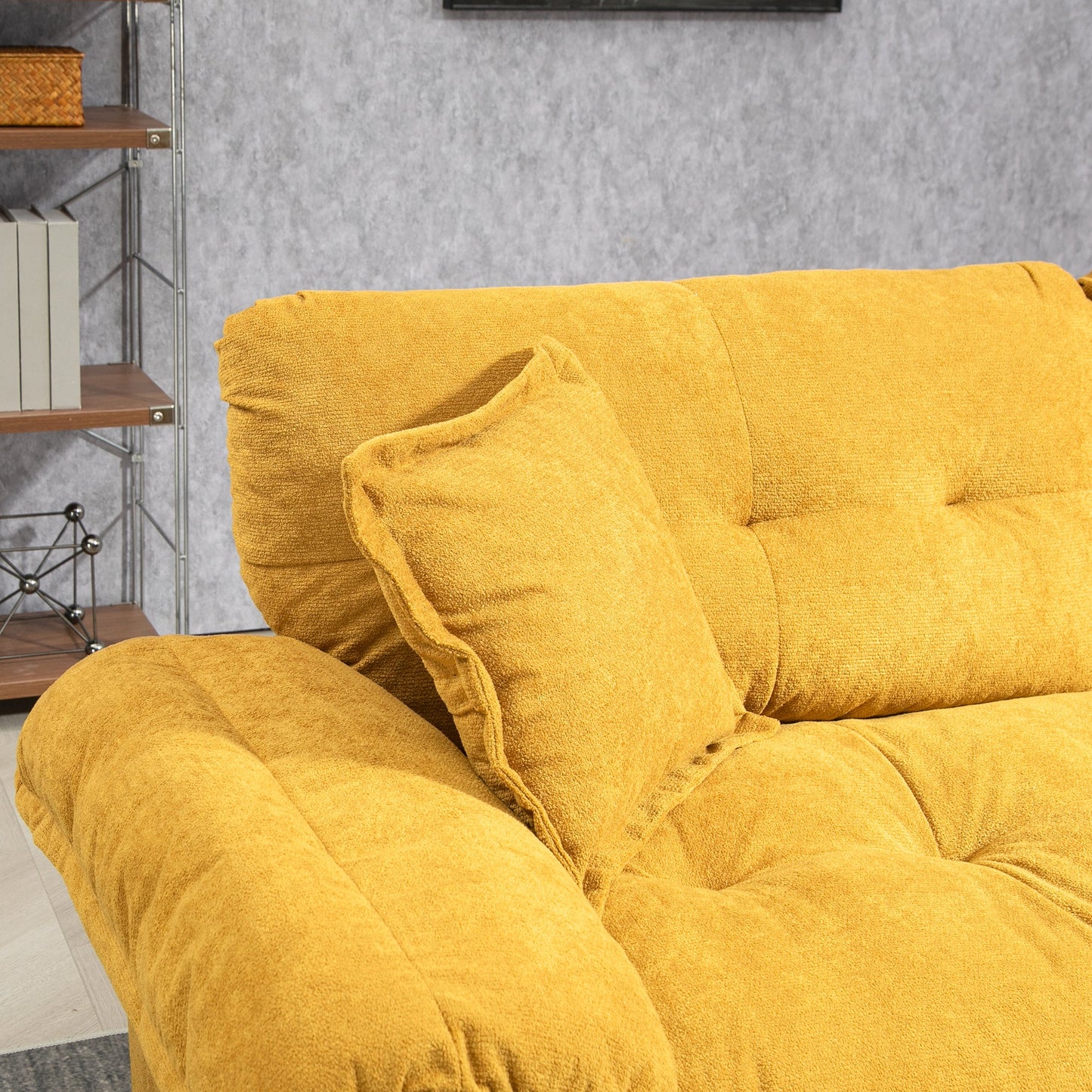 NEW 84' Chenille Sofa Small Sofa Loveseat Deep Seat Sofa Couch with 2 Throw Pillows & Memory Foam for Living Room Apartment Office Lounge-Yellow