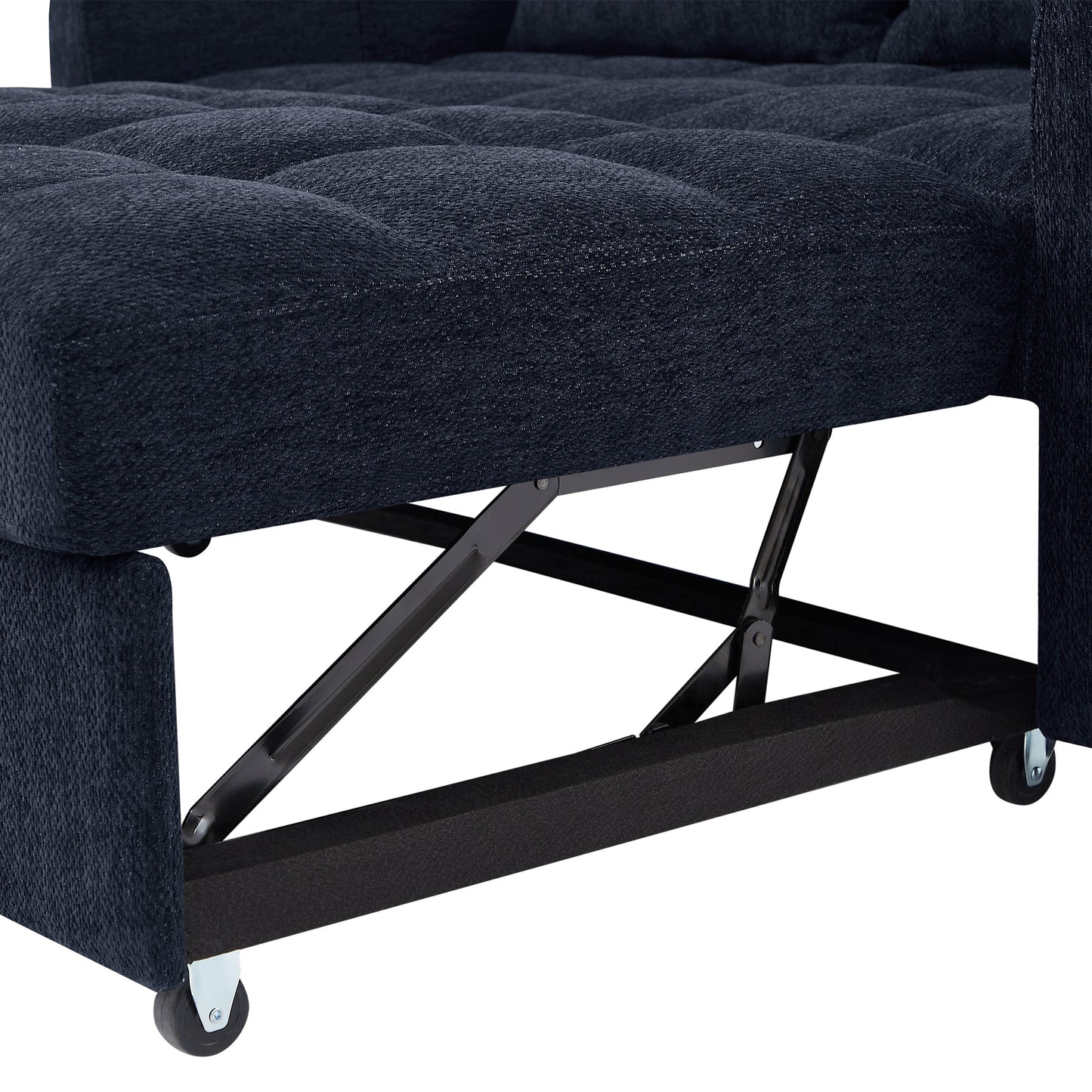 NEW Modern Loveseat Sofa Pull-out Bed with Adjustable Backrest, USB Ports, Lumbar Pillows, Blue Chenille, 52.8'