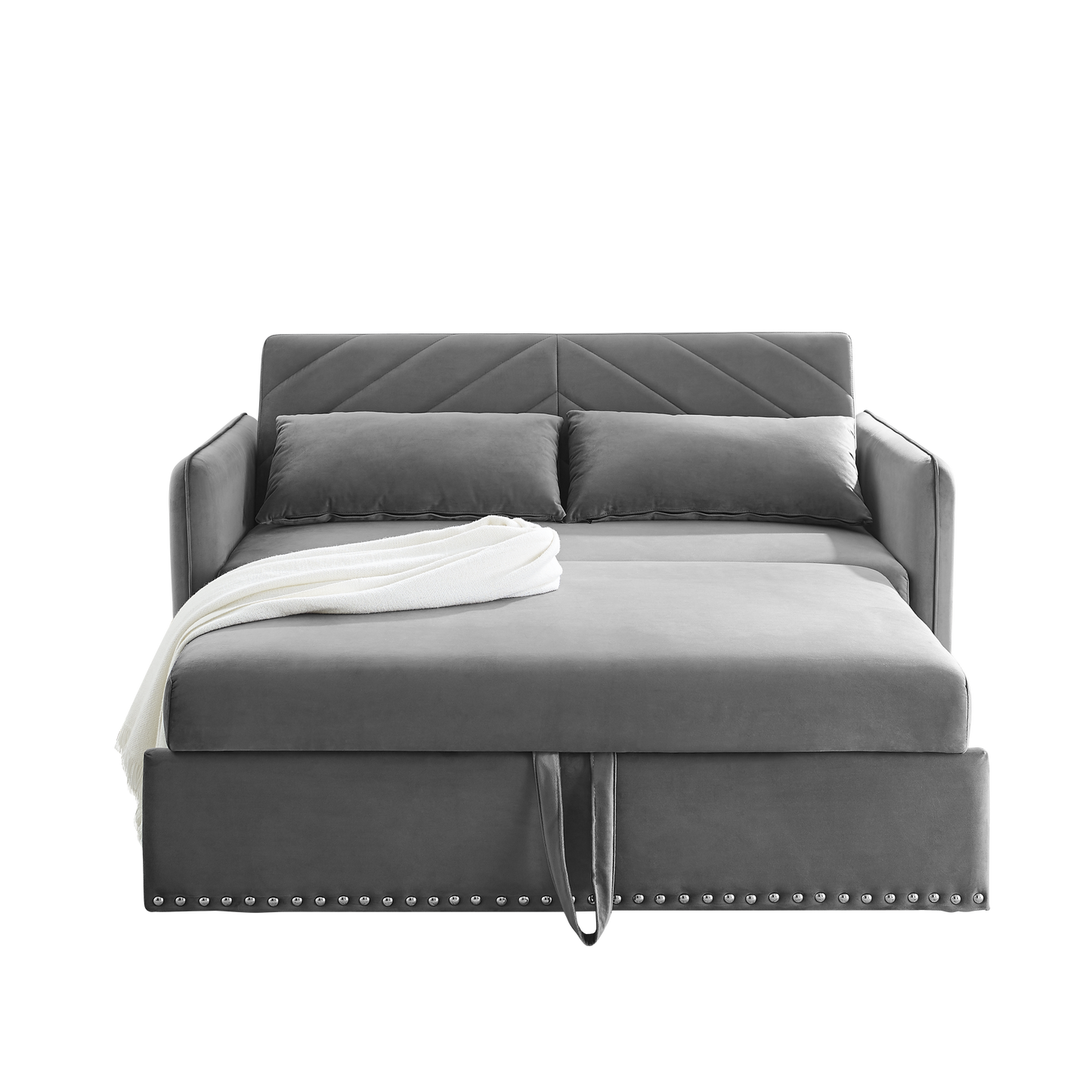 NEW MH' Sleeper Sofa Bed w/USB Port 3-in-1 Adjustable Sleeper with Pull-Out Bed 2 Lumbar Pillows