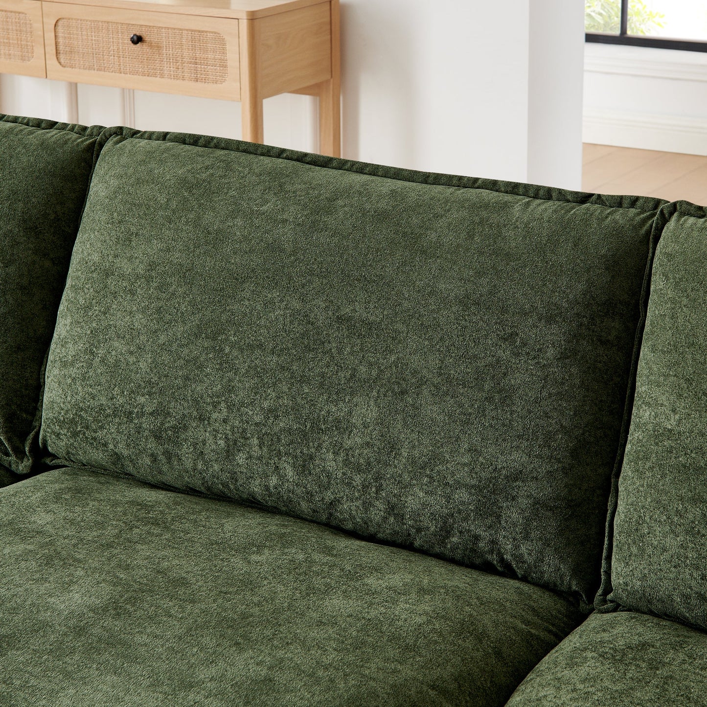 NEW Modern Home Living Room L-Shaped Sectional Sofa Couches with Ottoman, Convertible Oversized 4 Seater Couch Towel Fabric, Green