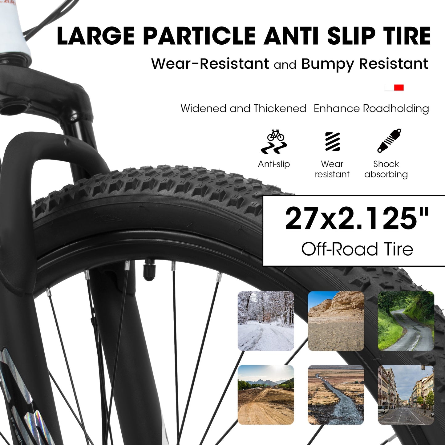 NEW A27366 27 Inch Mountain Bike 21 Speed, Suspension Fork, Aluminum Frame Disc Brake, Mountain biking for both men and women.