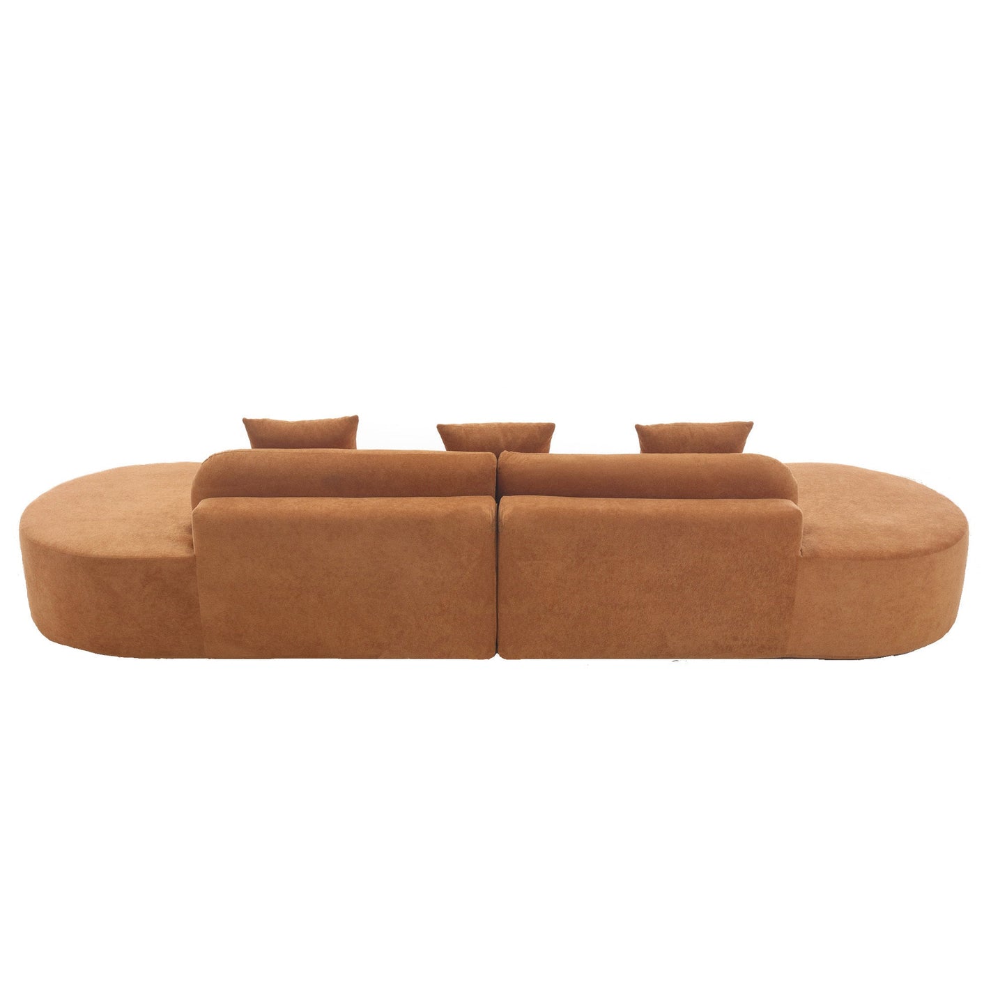 NEW  Modern curved combination sofa, terrycloth fabric sofa, minimalist sofa in living room, apartment, no assembly required, three pillows,Browm