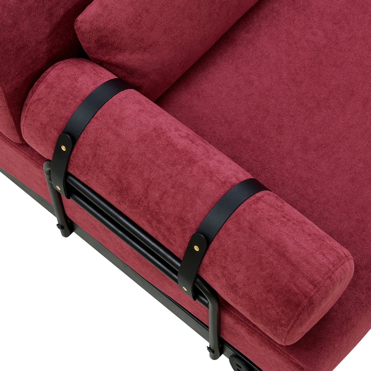 NEW Modern Red Chenille Loveseat 59' Sofa Couch 2-Seater with USB Ports Unique Cylindrical Armrests