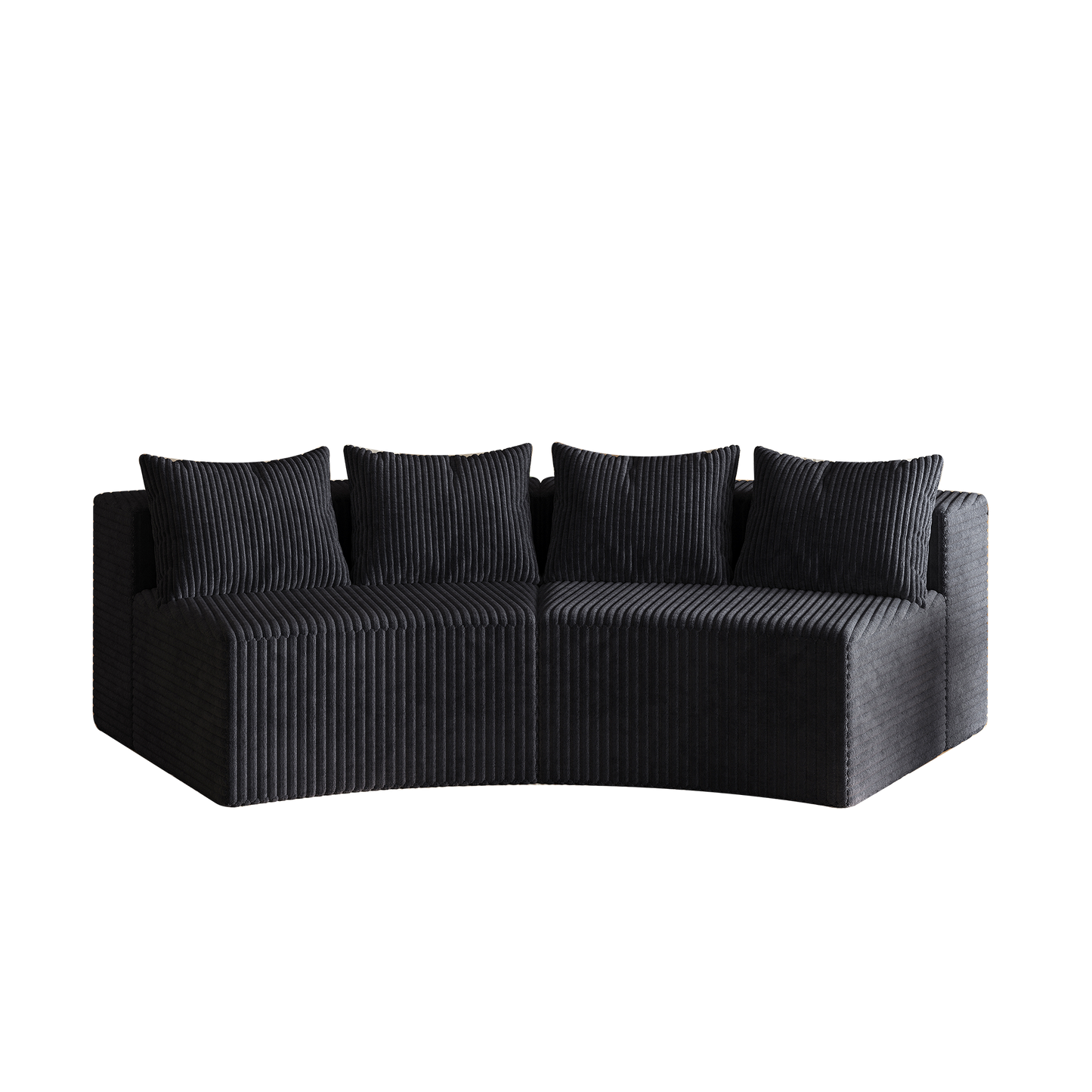 NEW Corduroy curved sectional sofa with four pillows,Curved Symmetrical Modular Semi Circular Sofa Sectional for bedroom, living room, office for leisure or nap, reading room, and lobby(Two modules)
