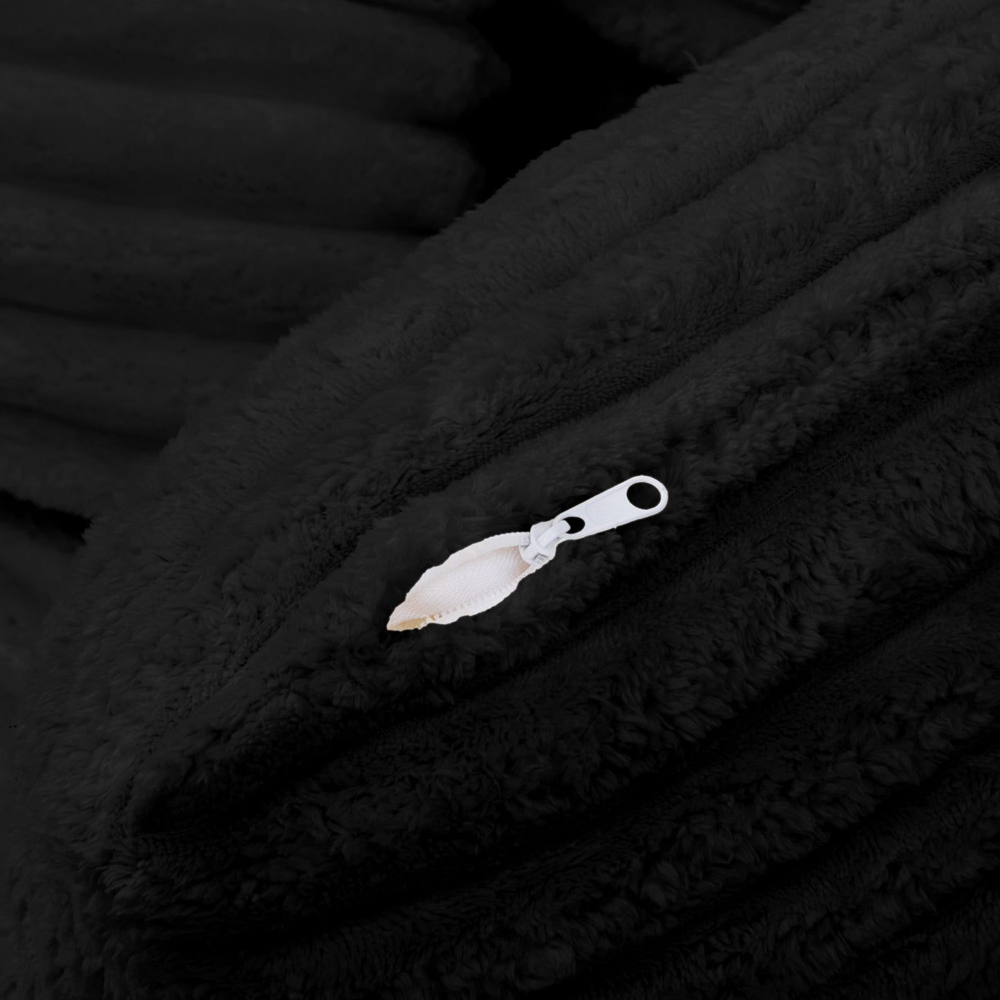 NEW Compressed Chaise Lounge Foam Fluffy Black Corduroy Upholstered Cloud Sofa Bed Couch with Deep Seat