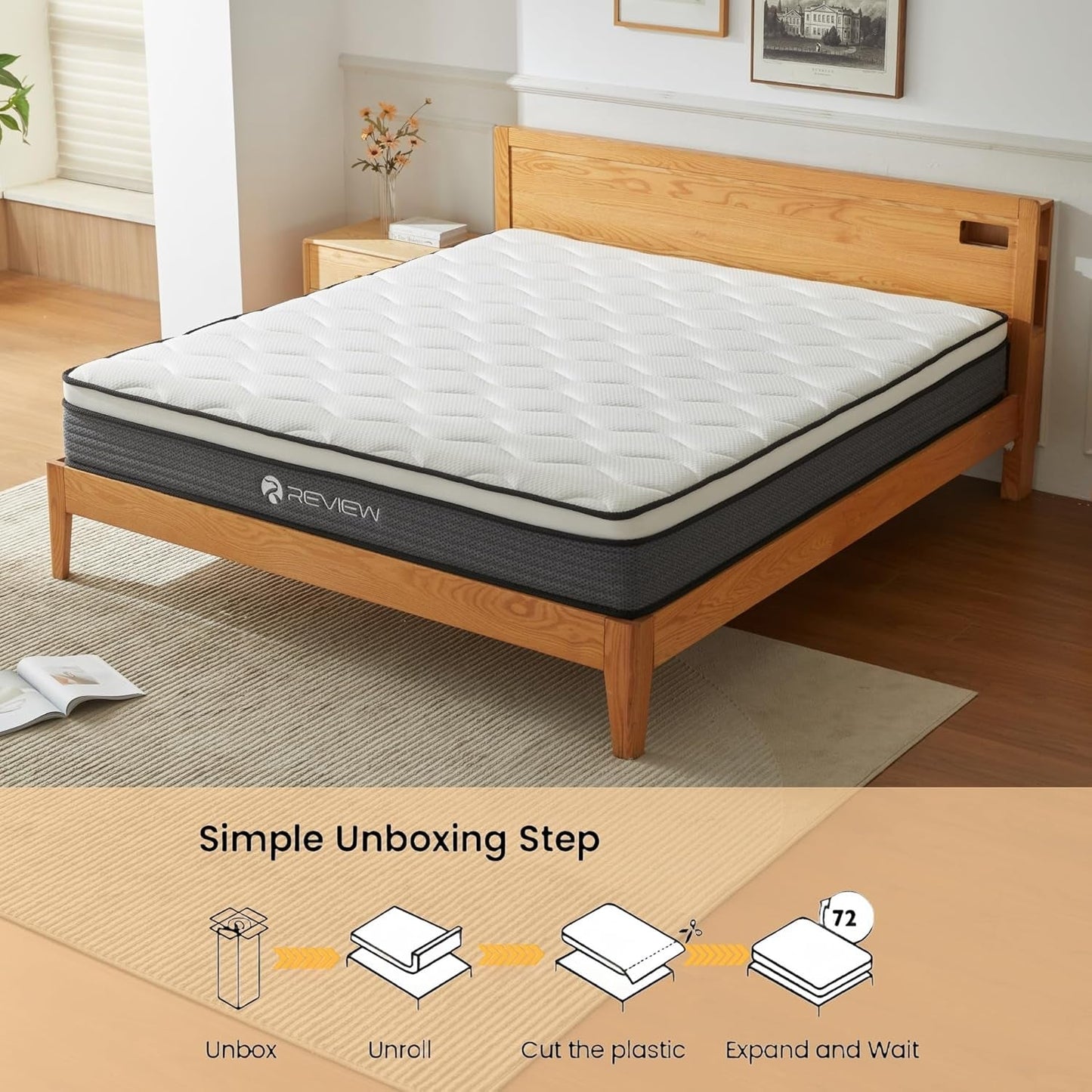 NEW Full Size 12Inch Memory Foam Hybrid Pocket Coil Mattress