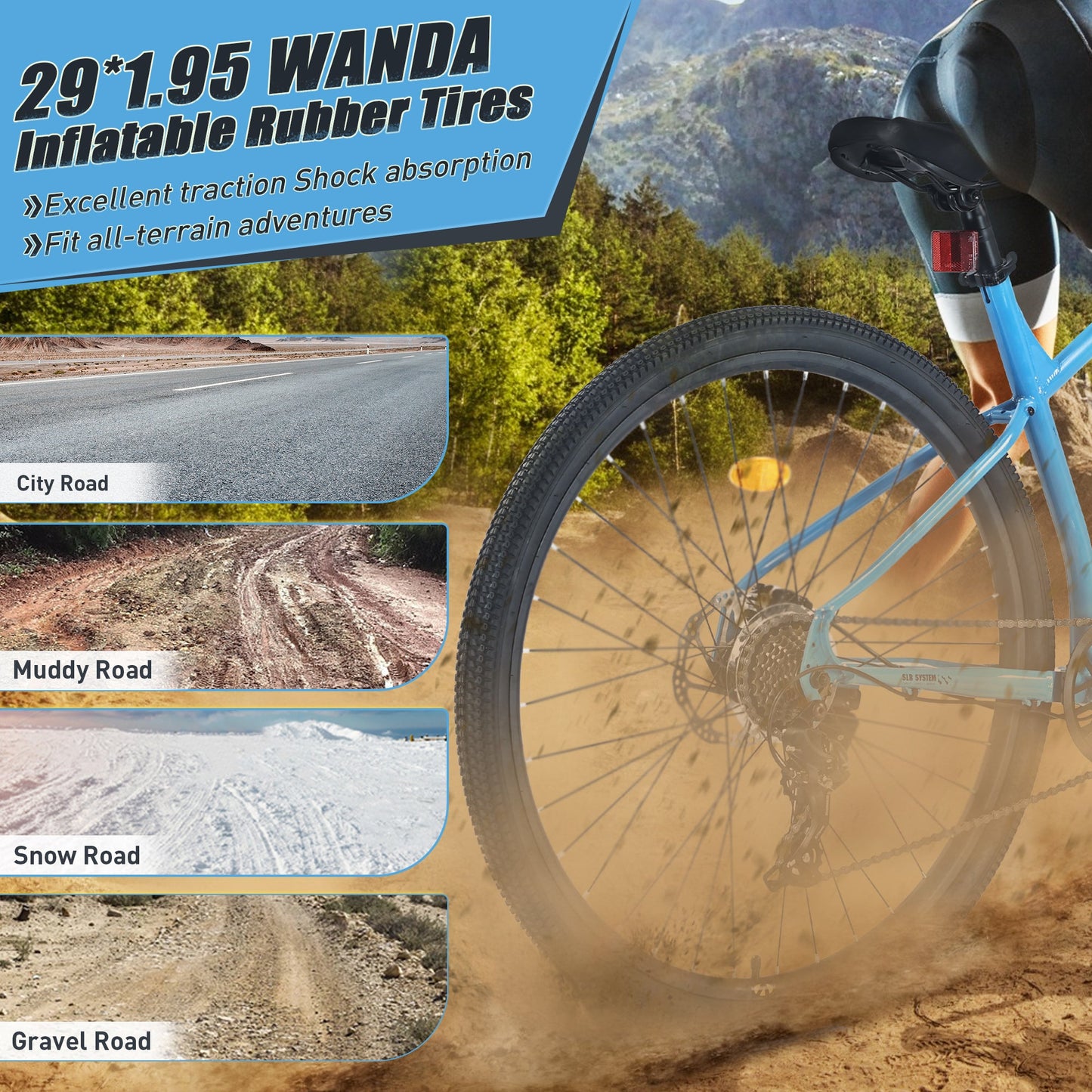 NEW 29 Inch Wheels 8 Speed Mountain Bike, for Men Women Boys and Girls, Front Suspension, Steel Frame