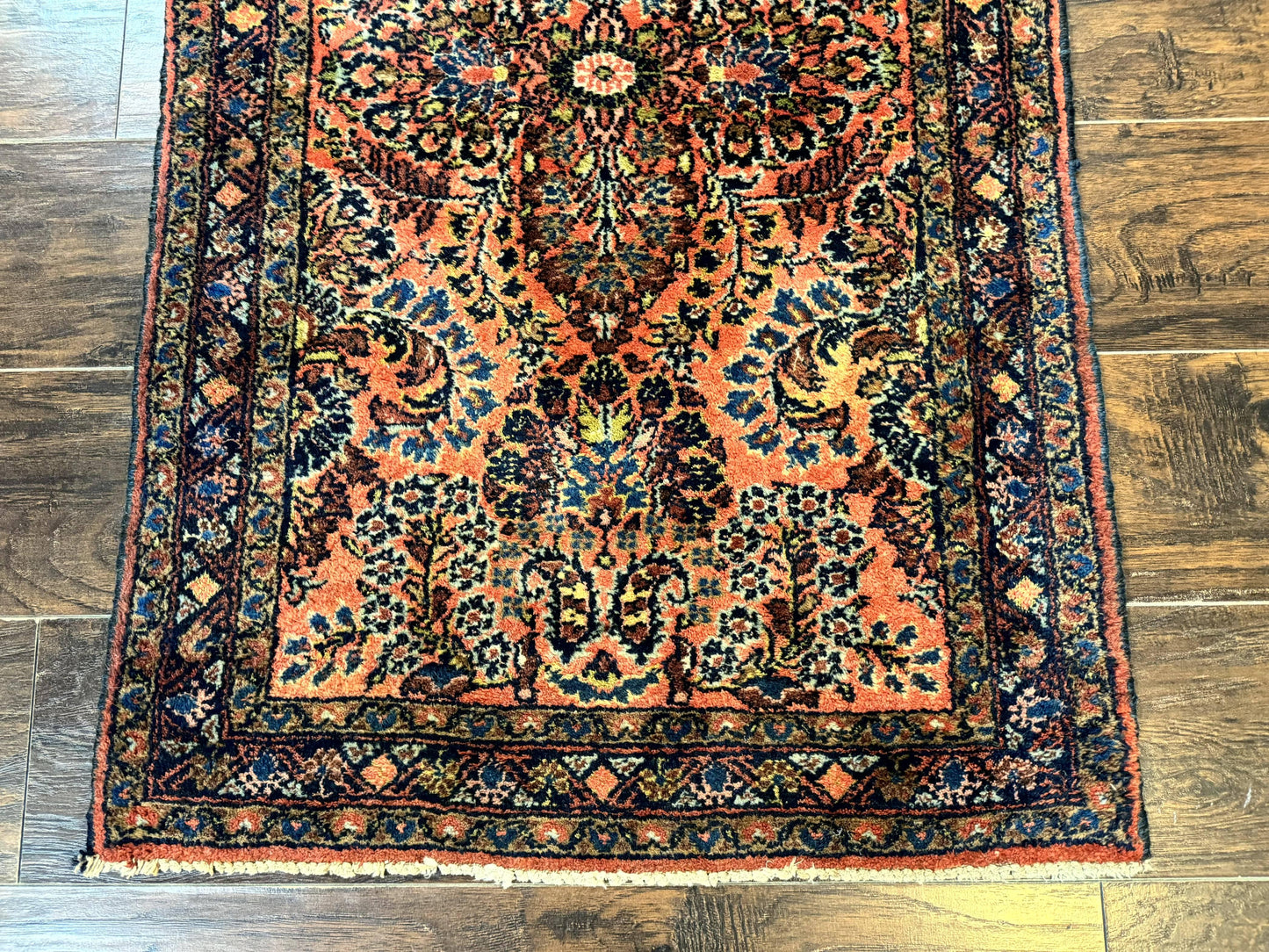 USED Antique Persian Lilihan Rug 2x4, Red, Floral, Wool, Handmade Lilian Persian Carpet