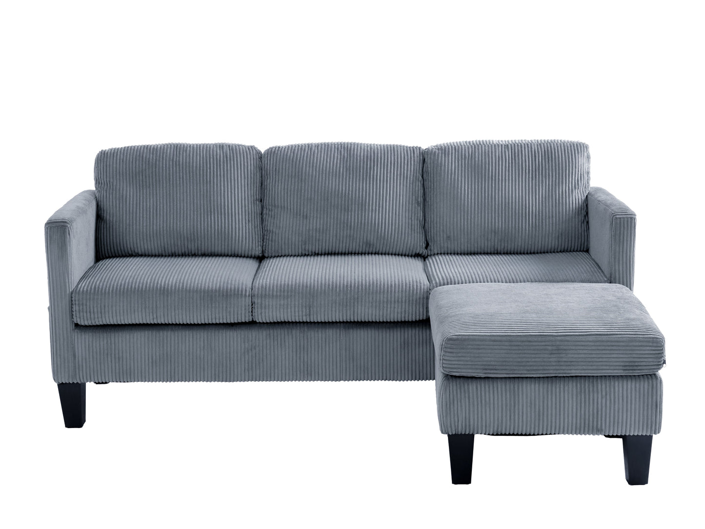 NEW Modern L-Shaped Sectional Sofa with Padded Cashmere Upholstery – Space-Saving Design for Living Rooms & Apartments, Easy Assembly, Grey